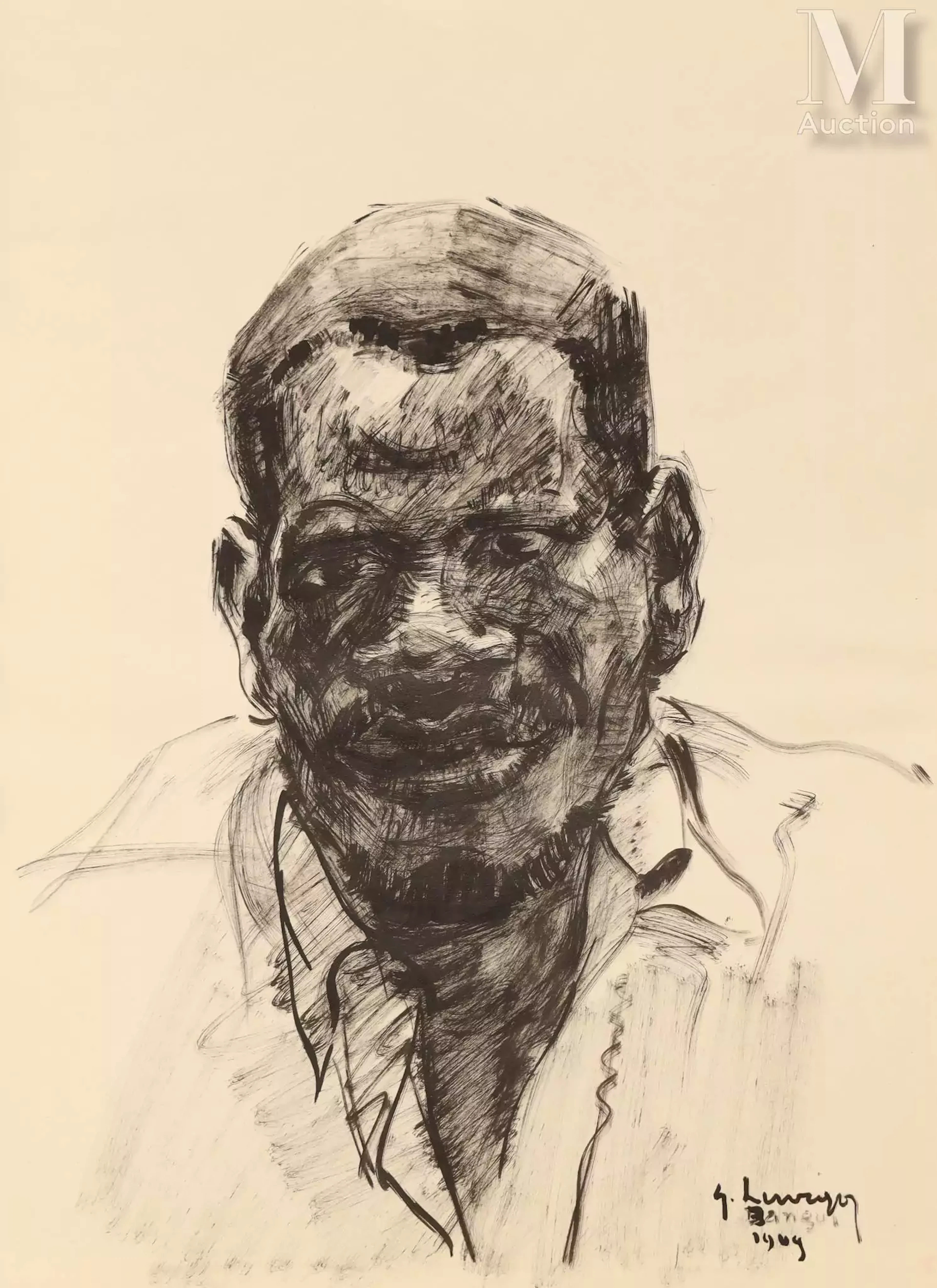 Gustave HERVIGO (1896-1993) Peintre officiel de la Marine "Portrait
