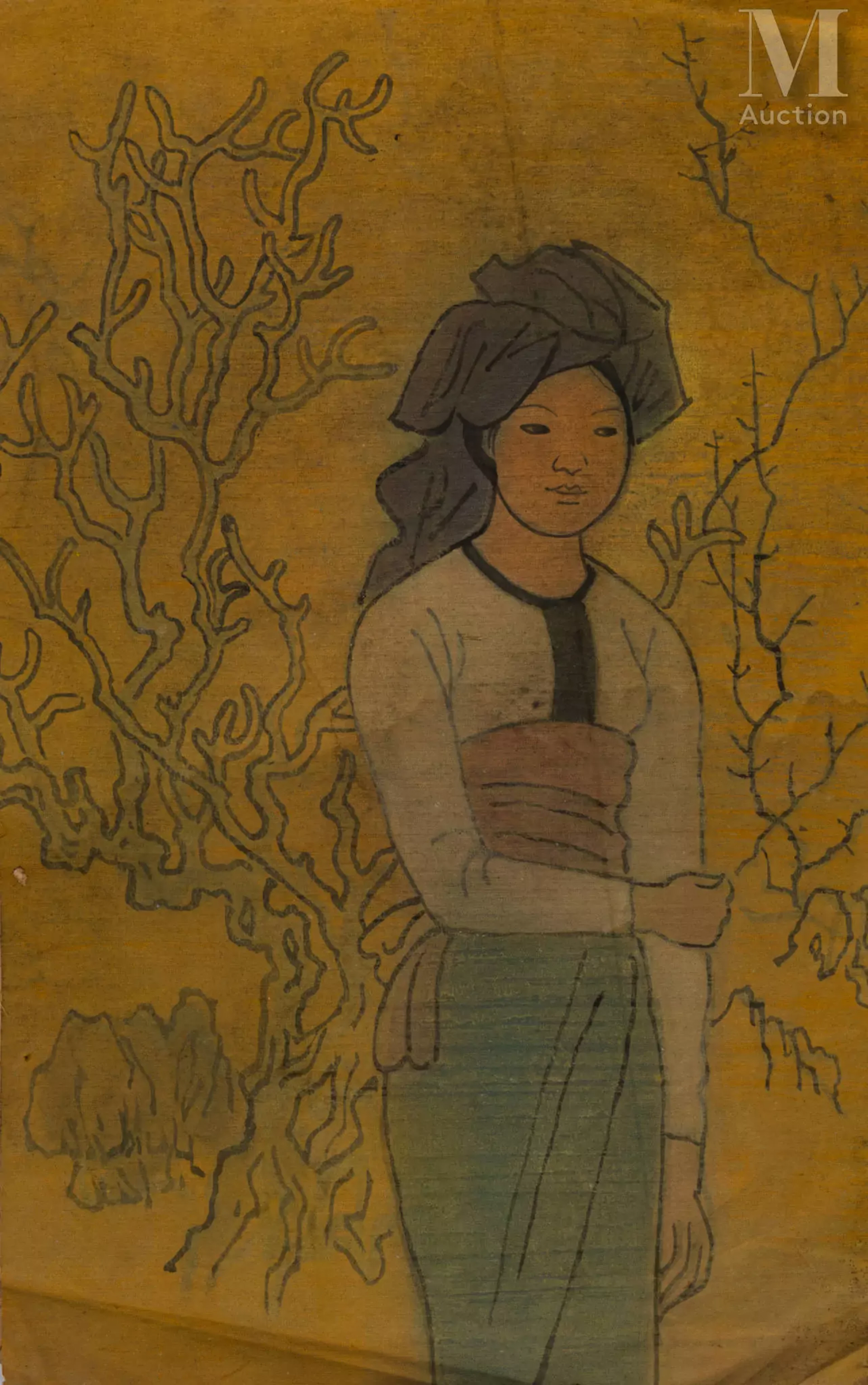 Ⓟ Nguyễn Tài Lương dit LINH CHI (1921-2016) "Jeune femme de minorité