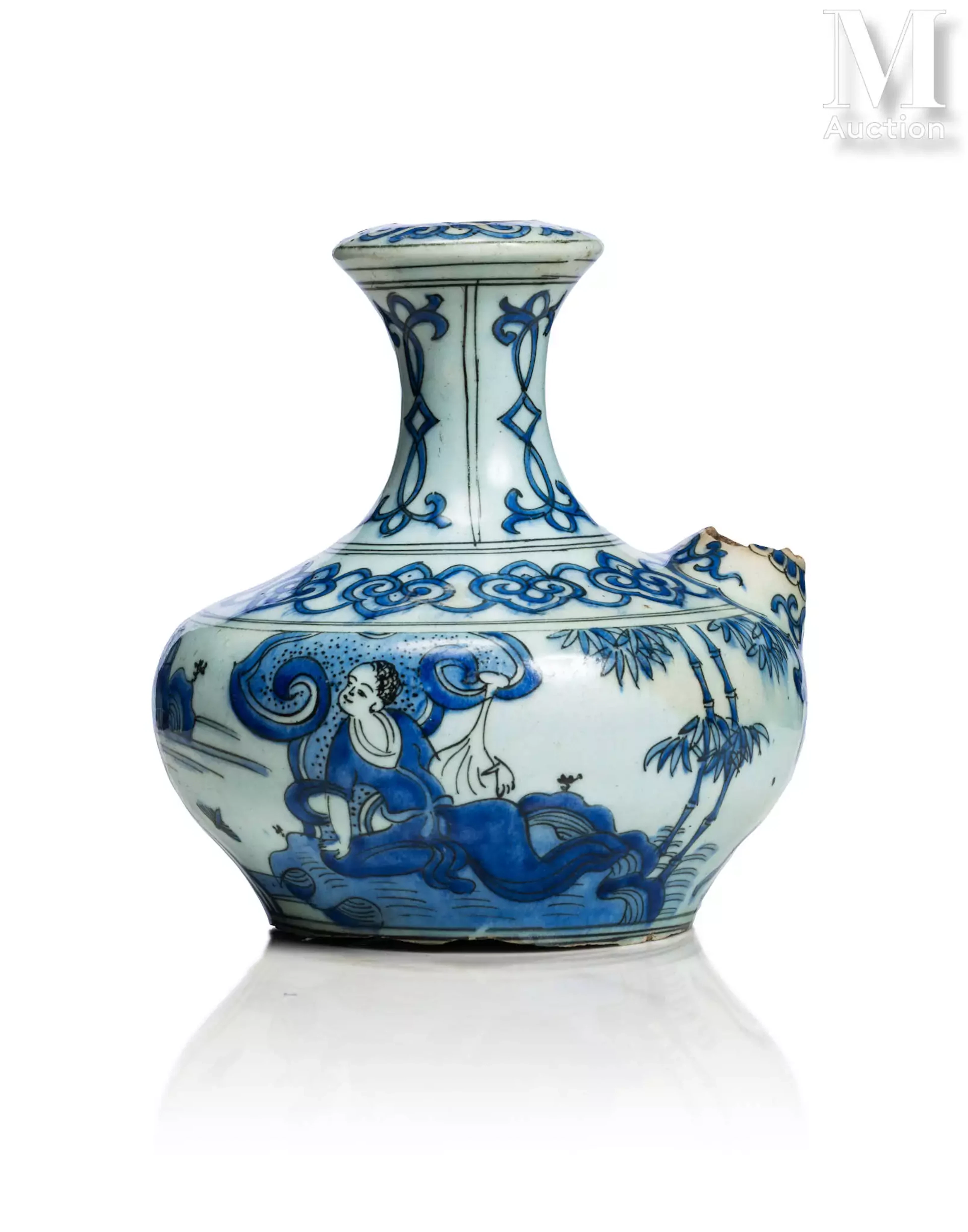 Kendi à décor de personnage et de bambous Iran safavide ou qajar, XVIIIe siècle