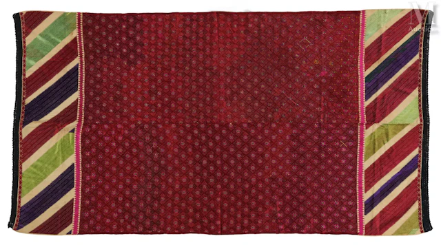 Grand textile brodé aux motifs losangés et floraux Inde, Punjab, XIXe-XXe