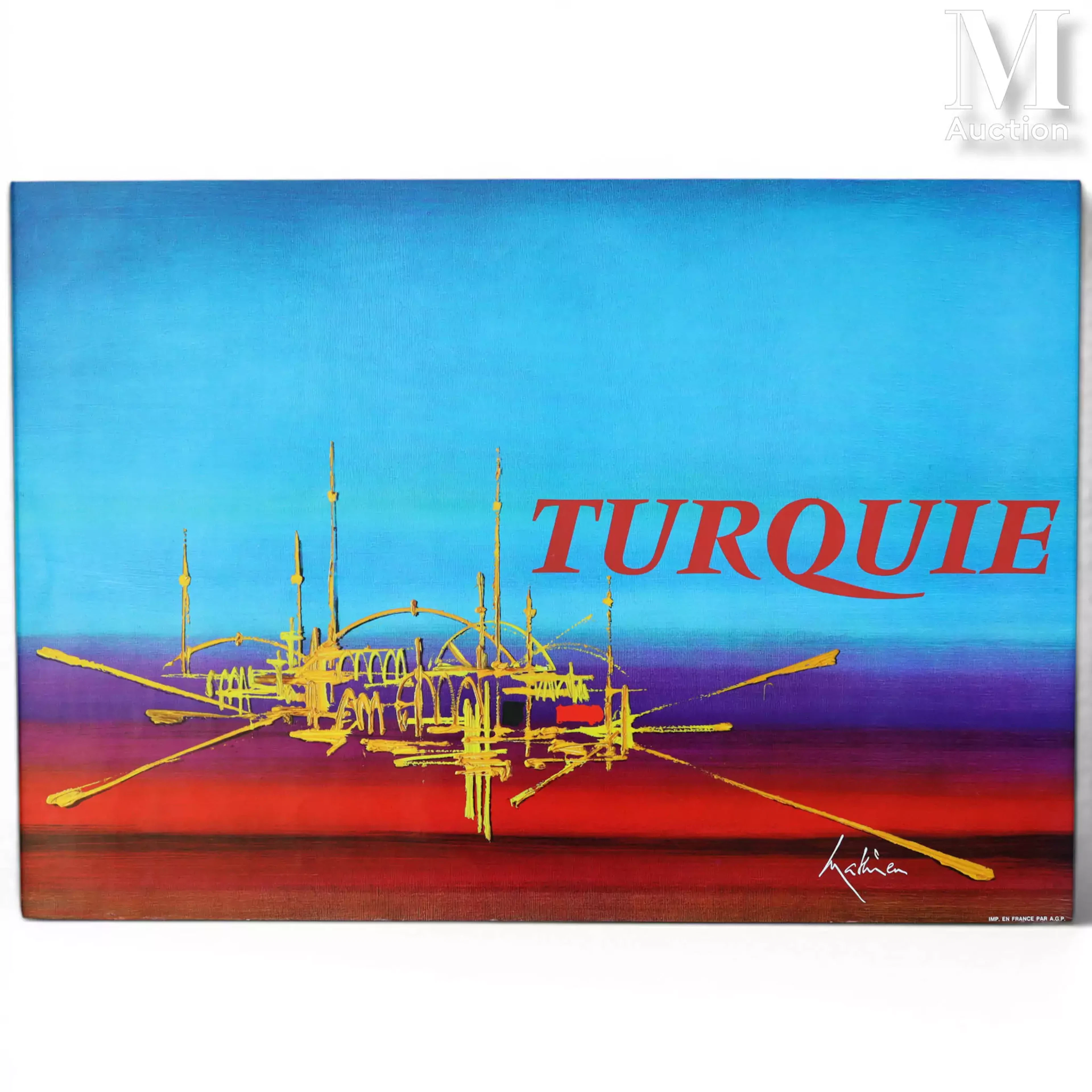 MATHIEU Georges (1921-2012) Affiche en couleur AIR FRANCE "TURQUIE"
