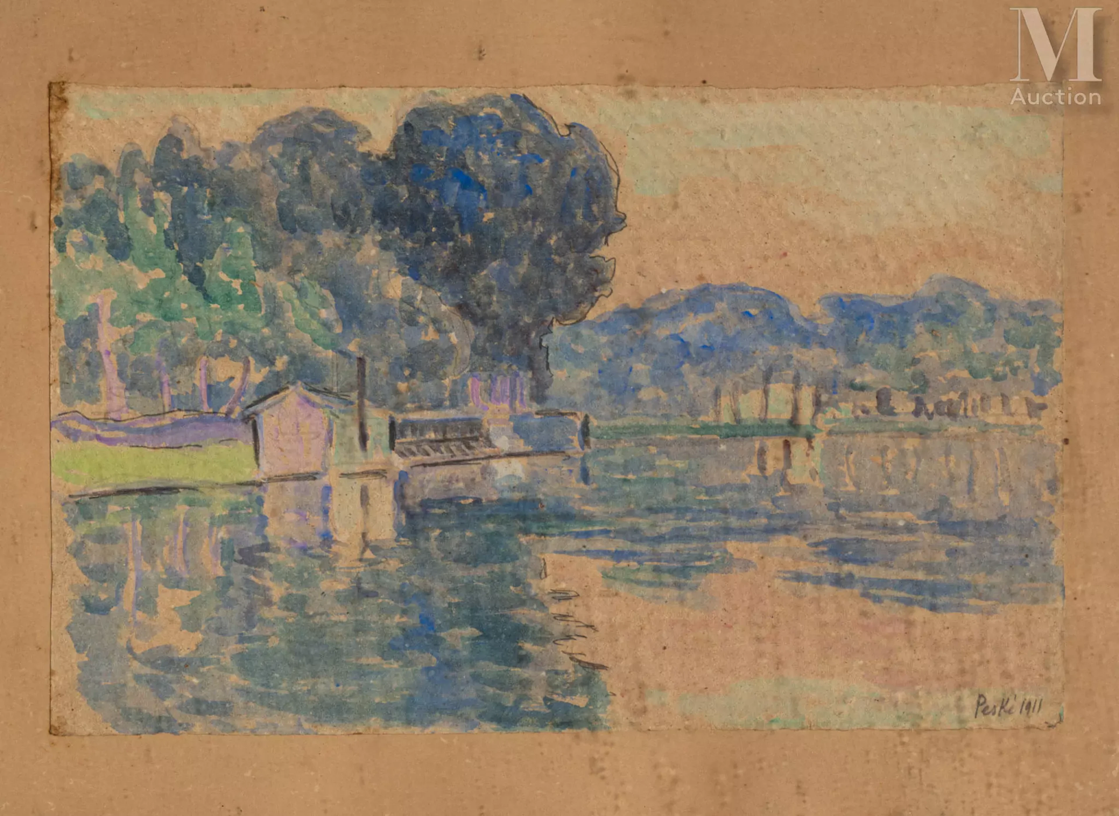 Jean Misceslas PESKE (Golta 1870 - Le Mans 1949) Bord de rivière
