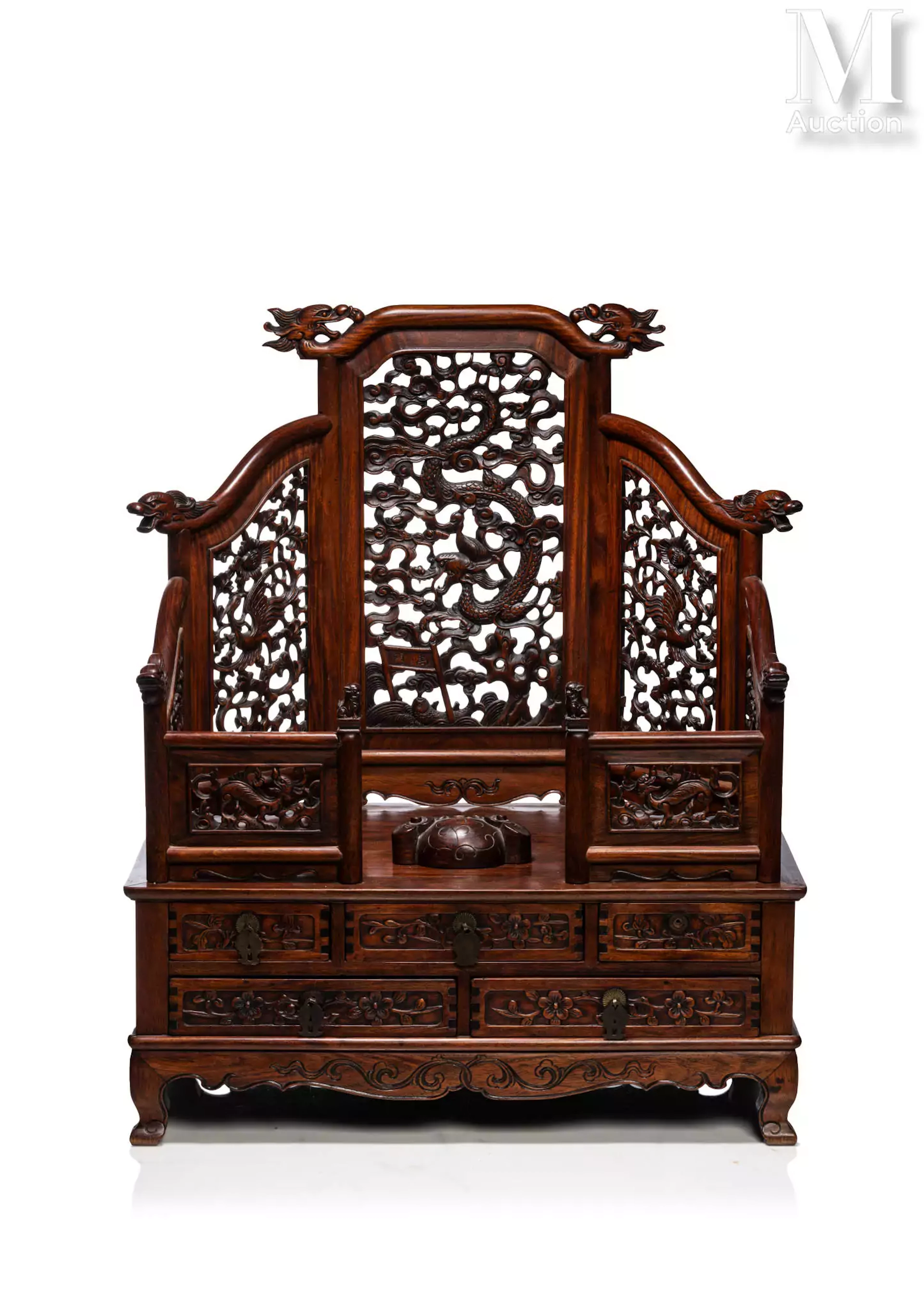 ƒ CHINE, XVII-XVIIIe siècle Important porte-miroir de table en huanghuali