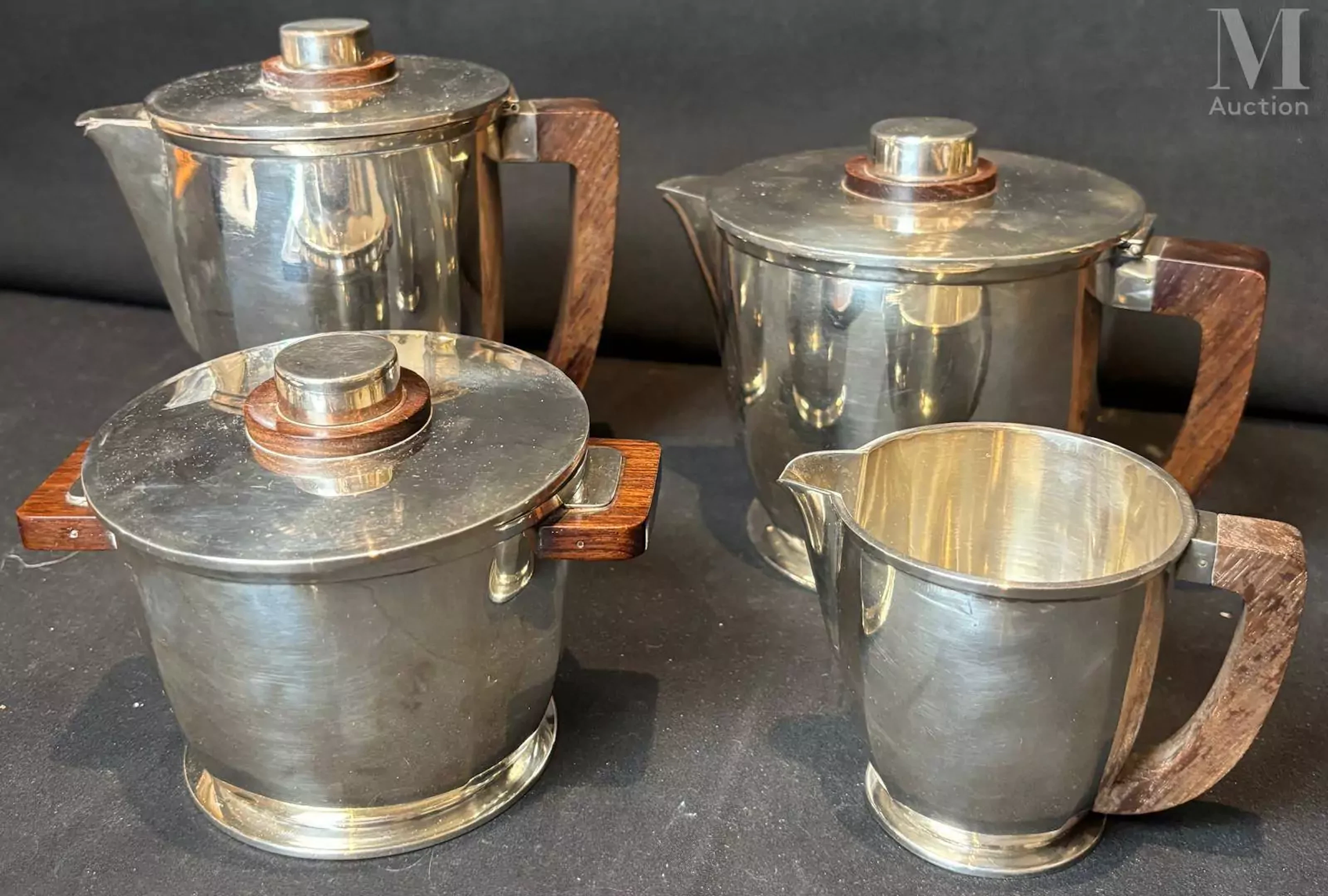 Service à thé et café d'époque Art Deco en argent