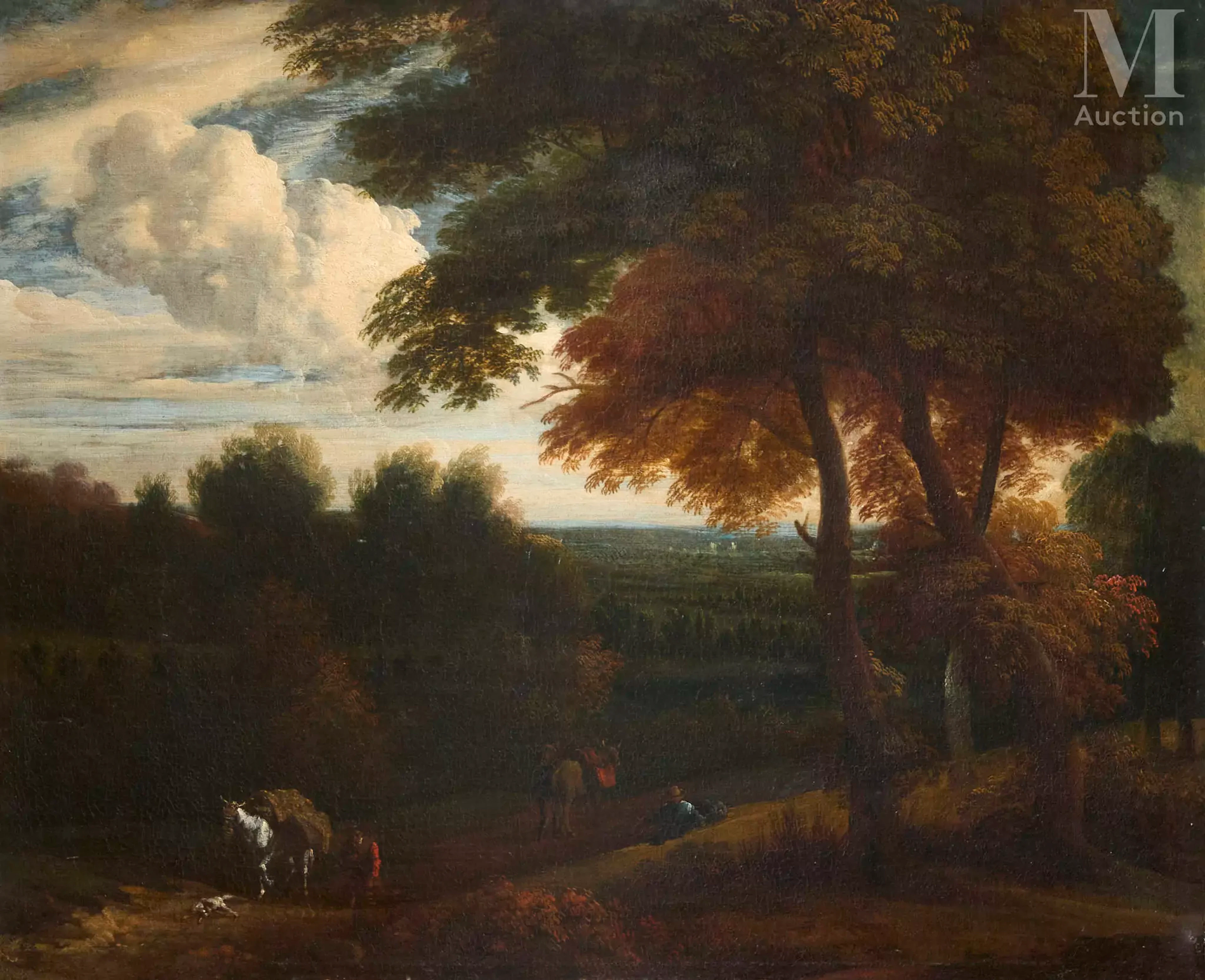 Attribué à Cornelis HUYSMANS (1648 - 1727) Convoi sur un chemin