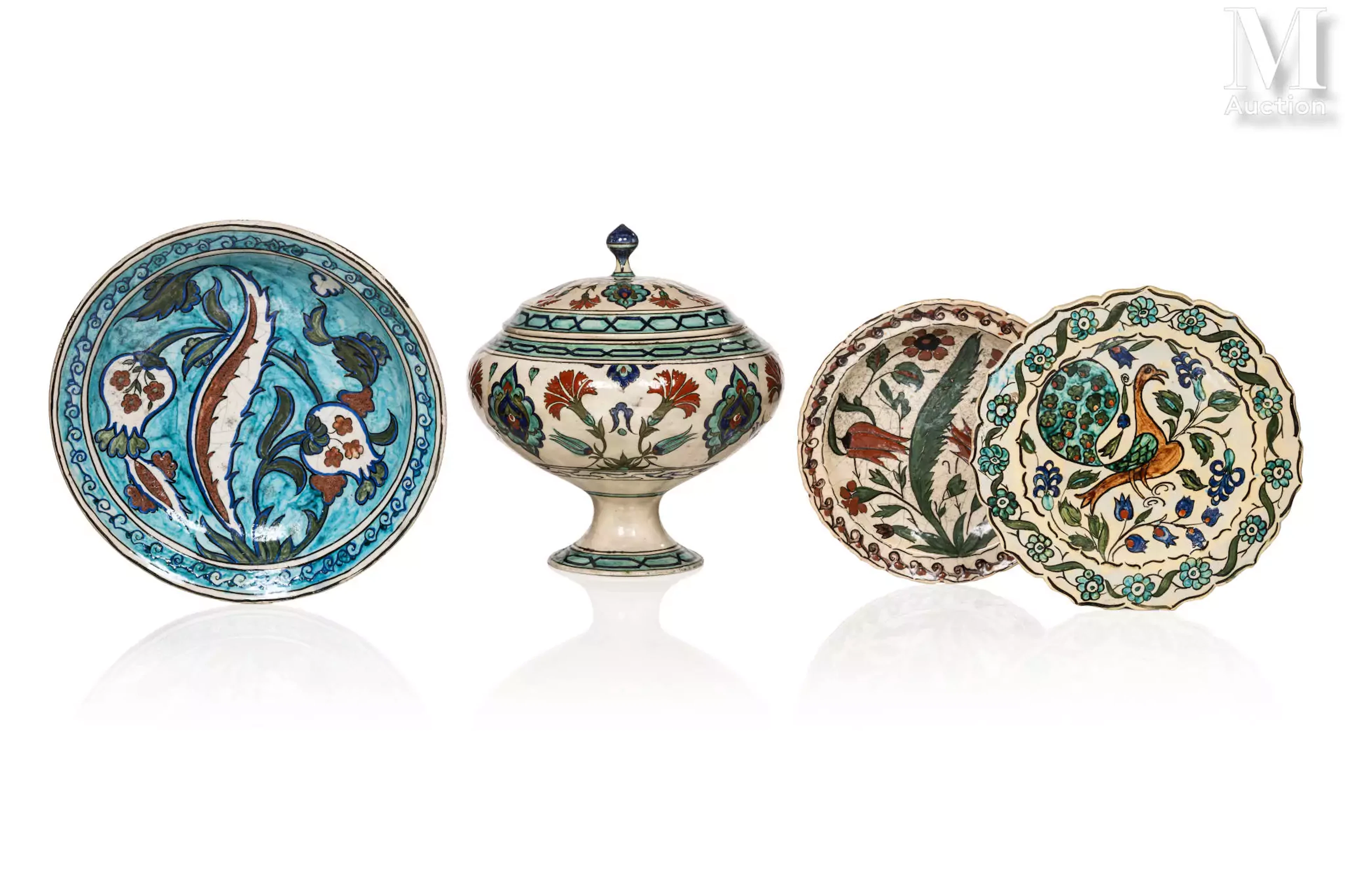 Atelier d'Edmond LACHENAL (1855-1948) Ensemble de quatre céramiques