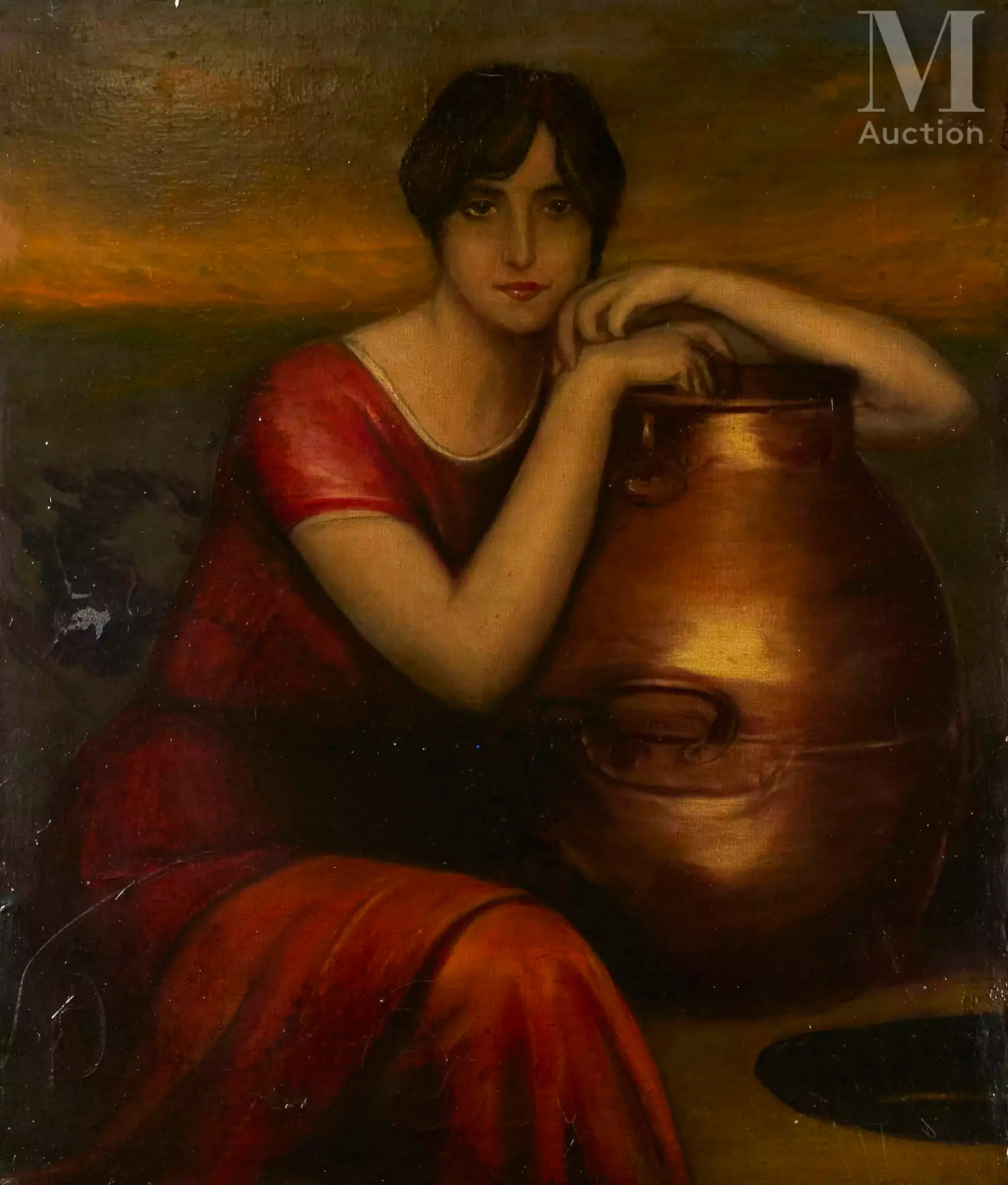 Ecole ESPAGNOLE du XXe siècle dans le goût Romero de Torres Portrait