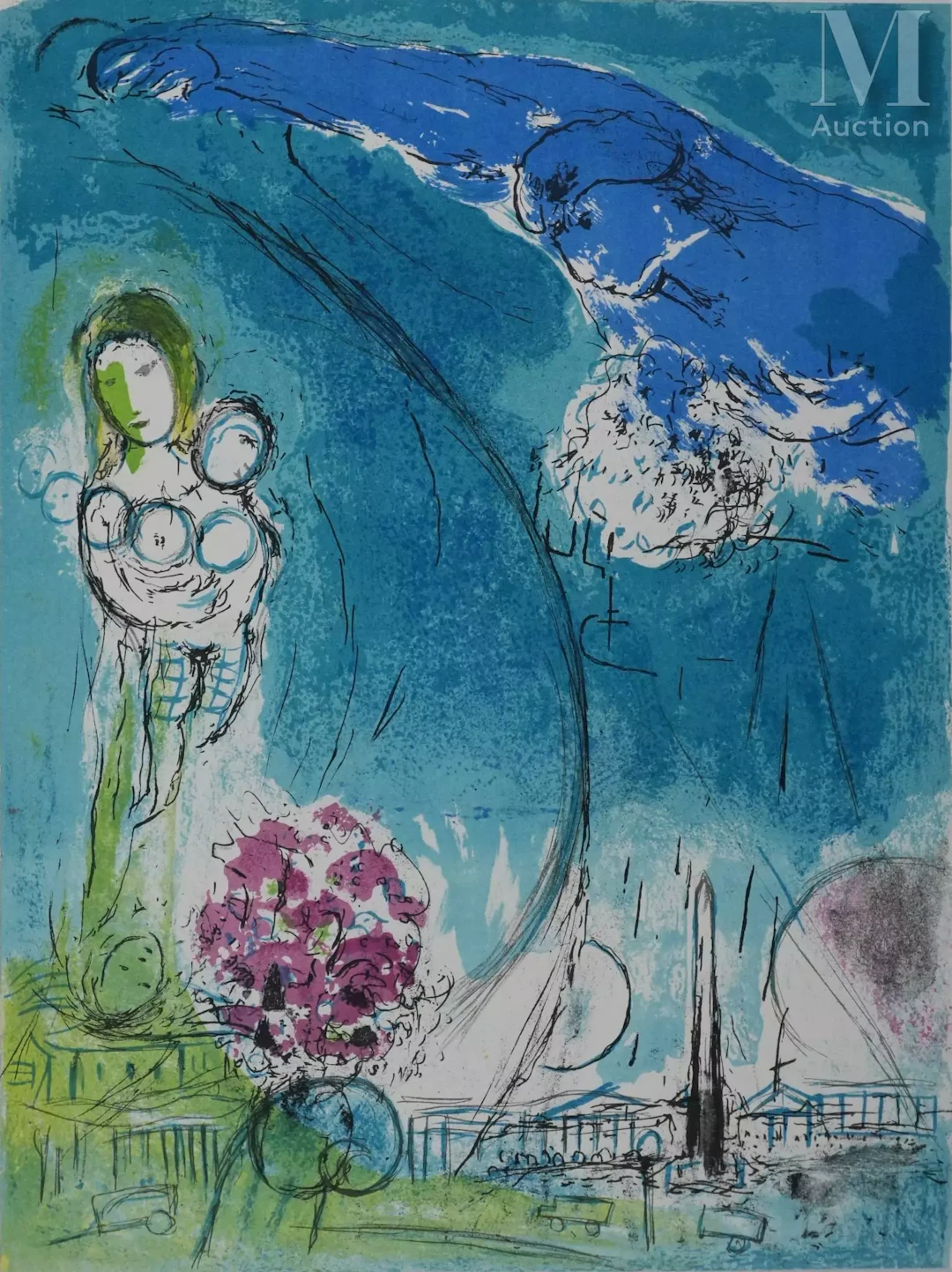 CHAGALL Marc Visions de Paris, Mère et enfant sur la place de la concorde, 1953