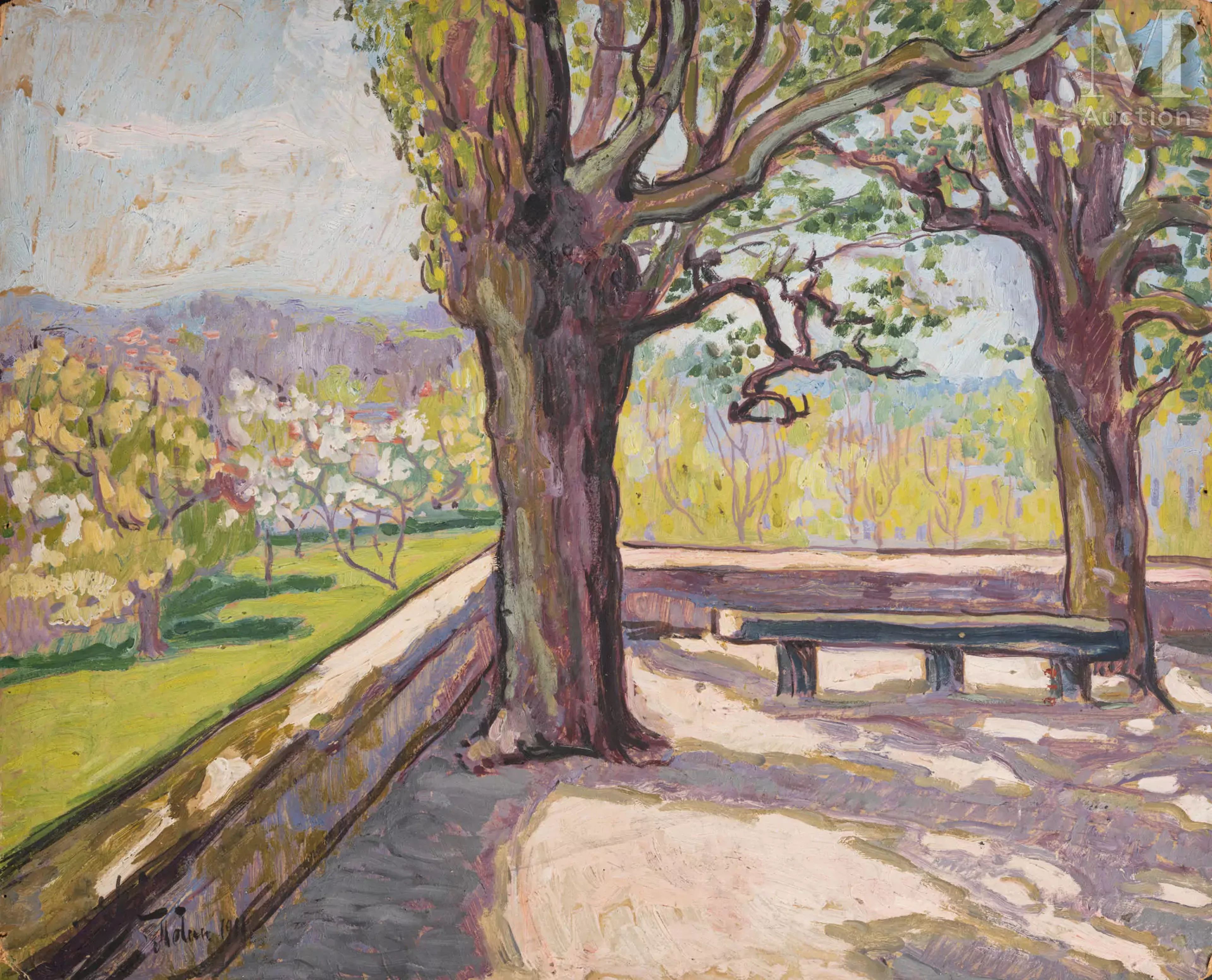 Jean Misceslas PESKE (Golta 1870 - Le Mans 1949) Vue depuis le parc à Melun