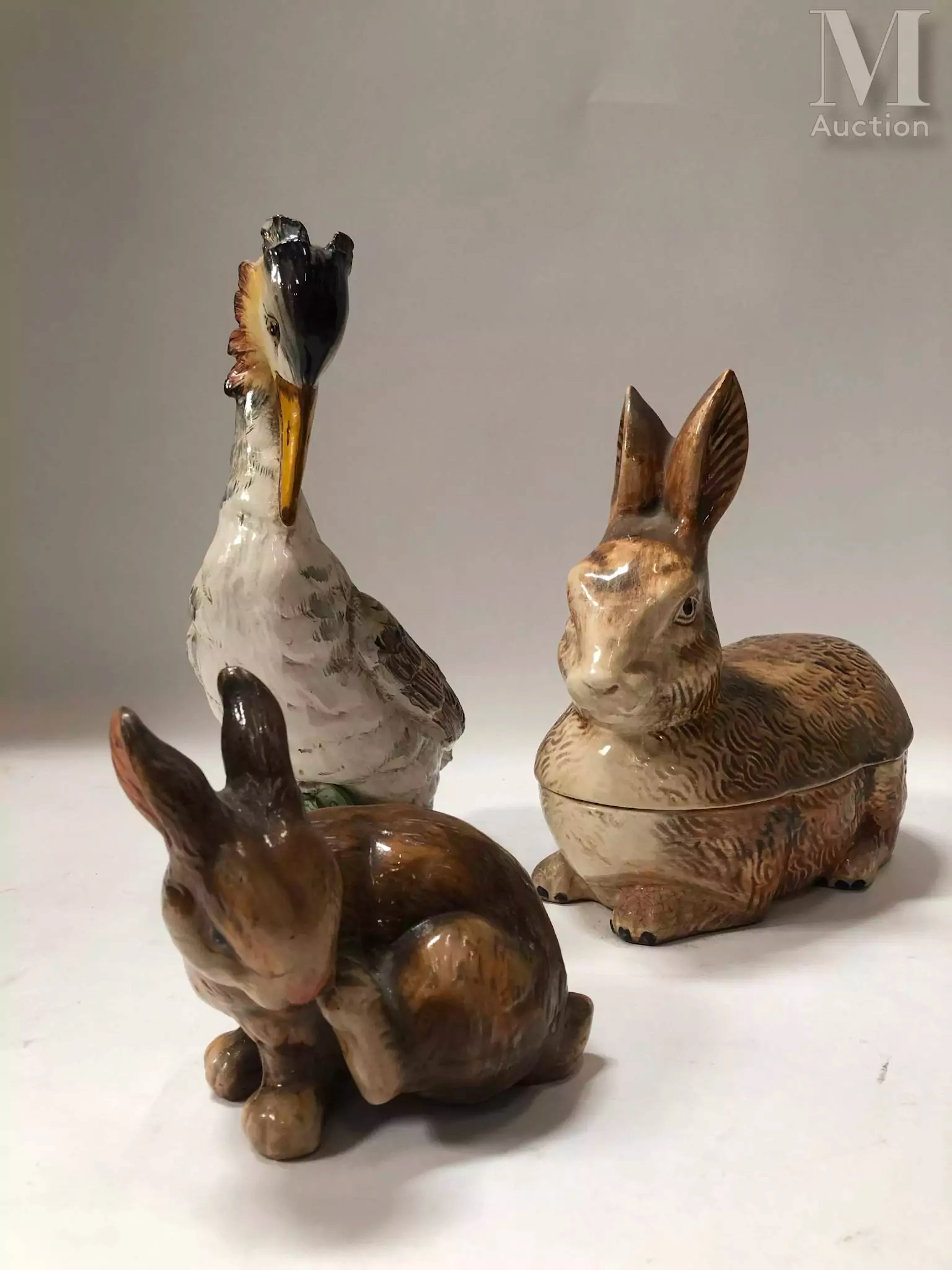 Lot d'animaux en terre cuite vernissée