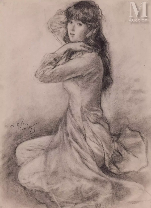 Ⓗ TRAN DONG LUONG (1925 - 1993) "Jeune fille de Hanoï", 24/09/1985