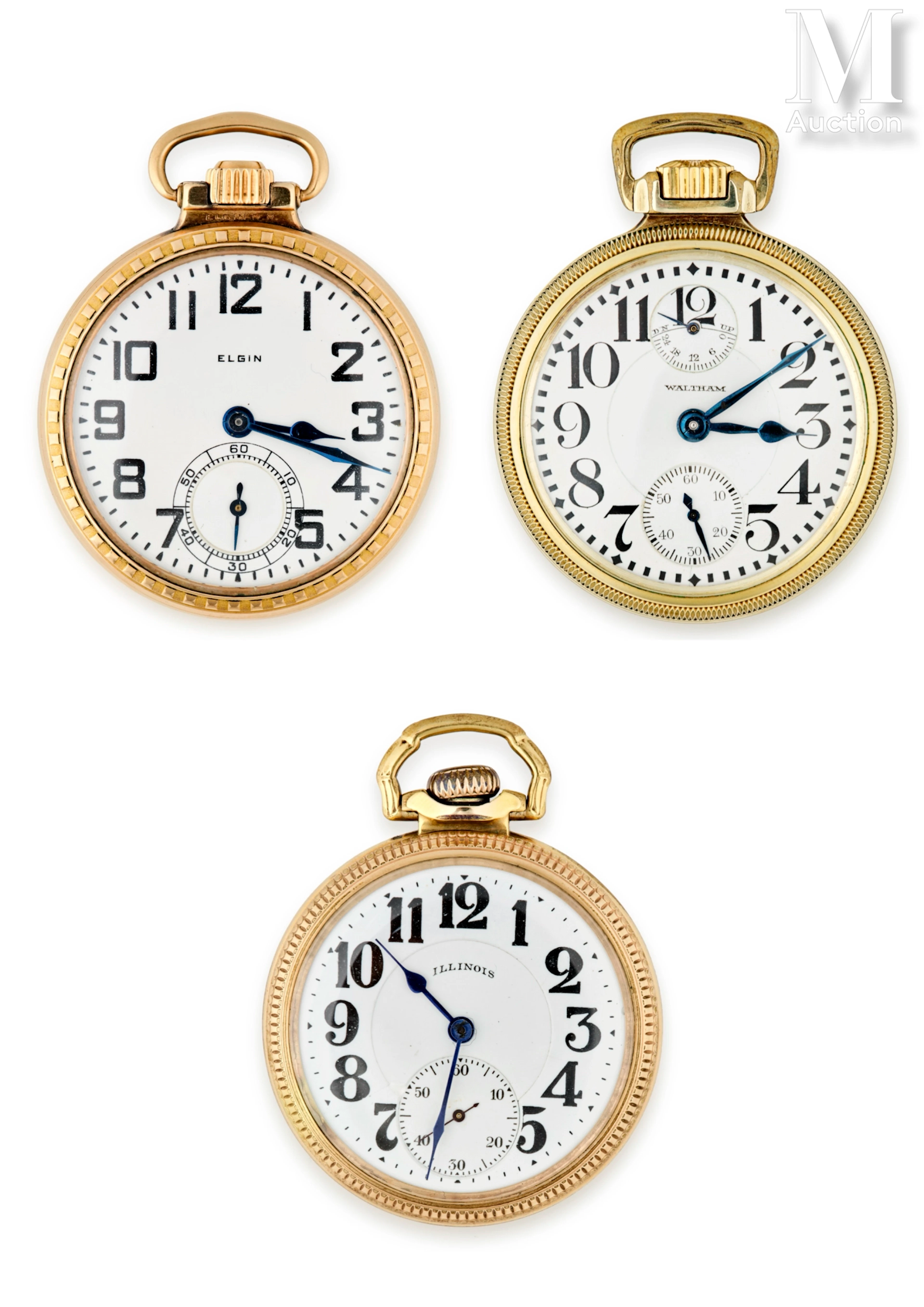 Lot de 3 montres de poche américaines