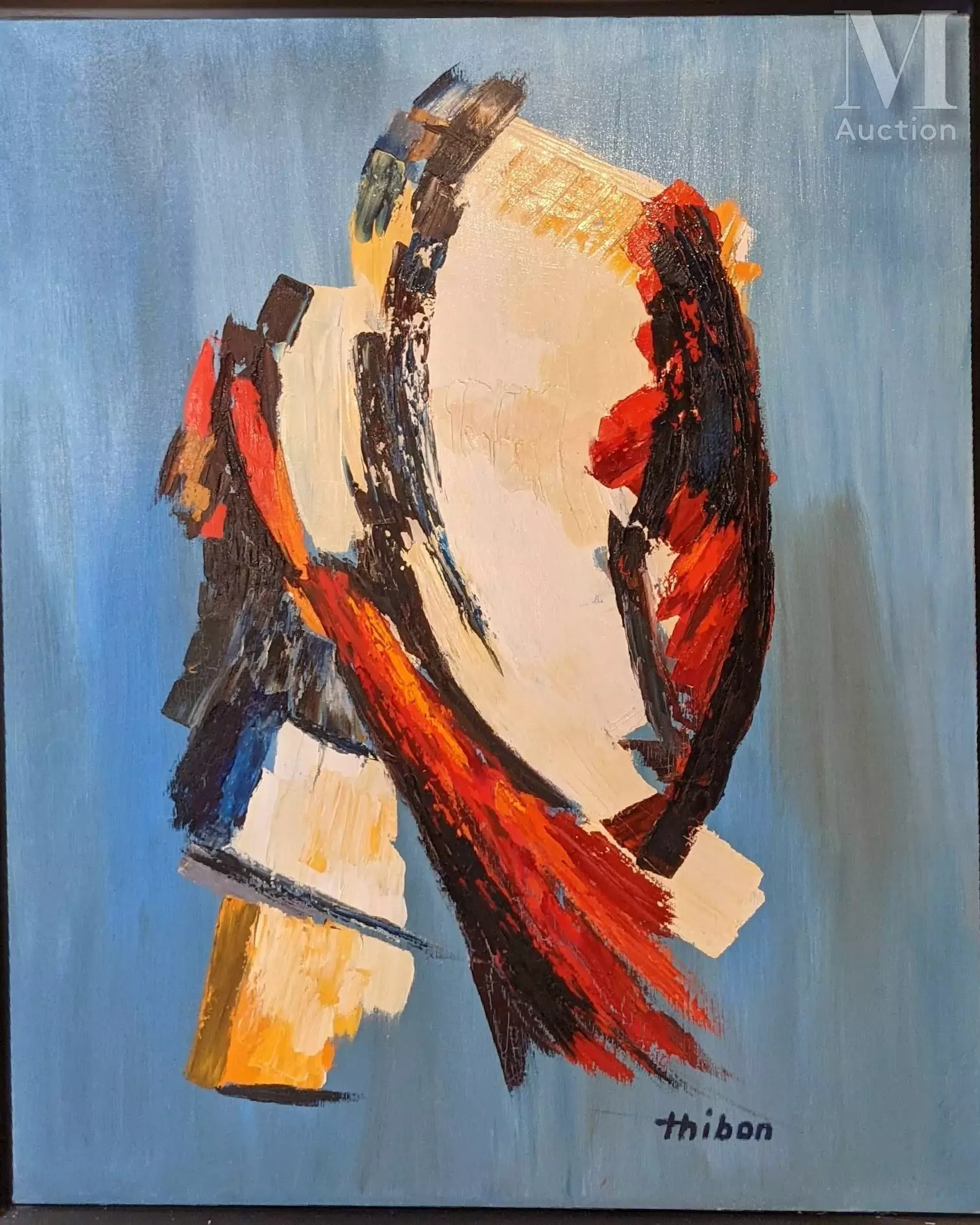 THIBON Tony THIBON Tony, Composition sur fond bleu