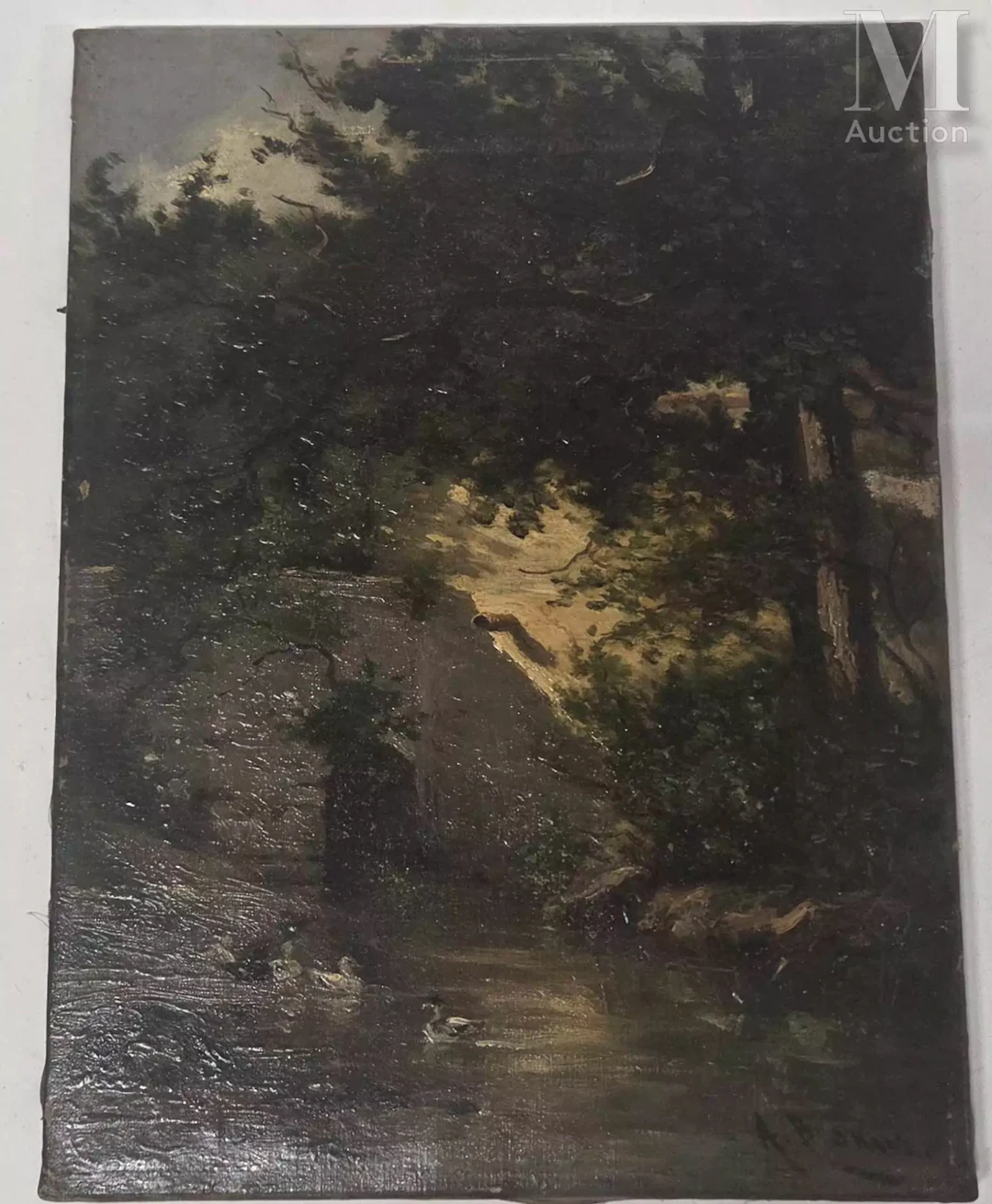 Amédée BESNUS (1831-1909), Canard près du pont