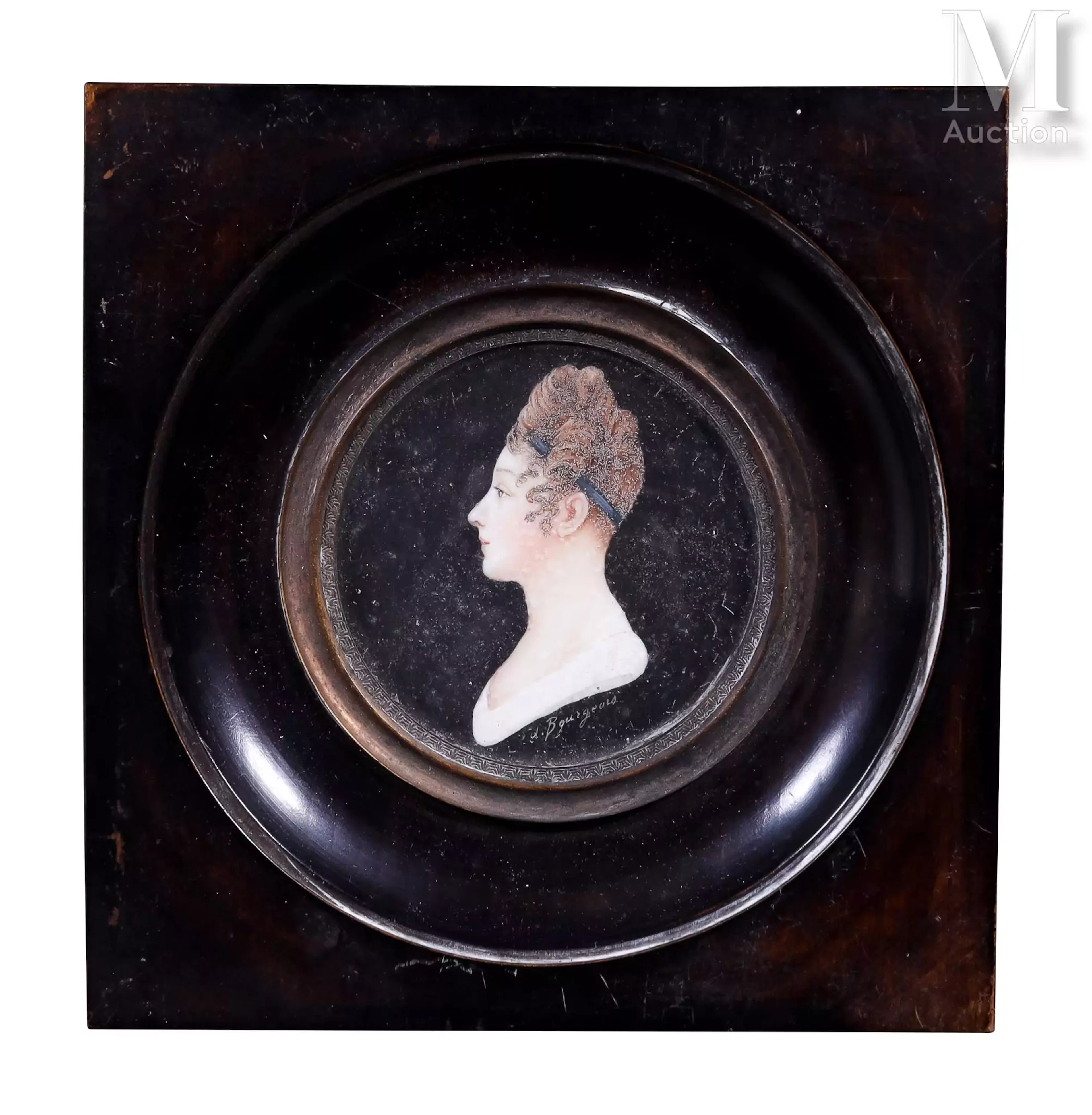 Portrait miniature Buste de femme d'Empire