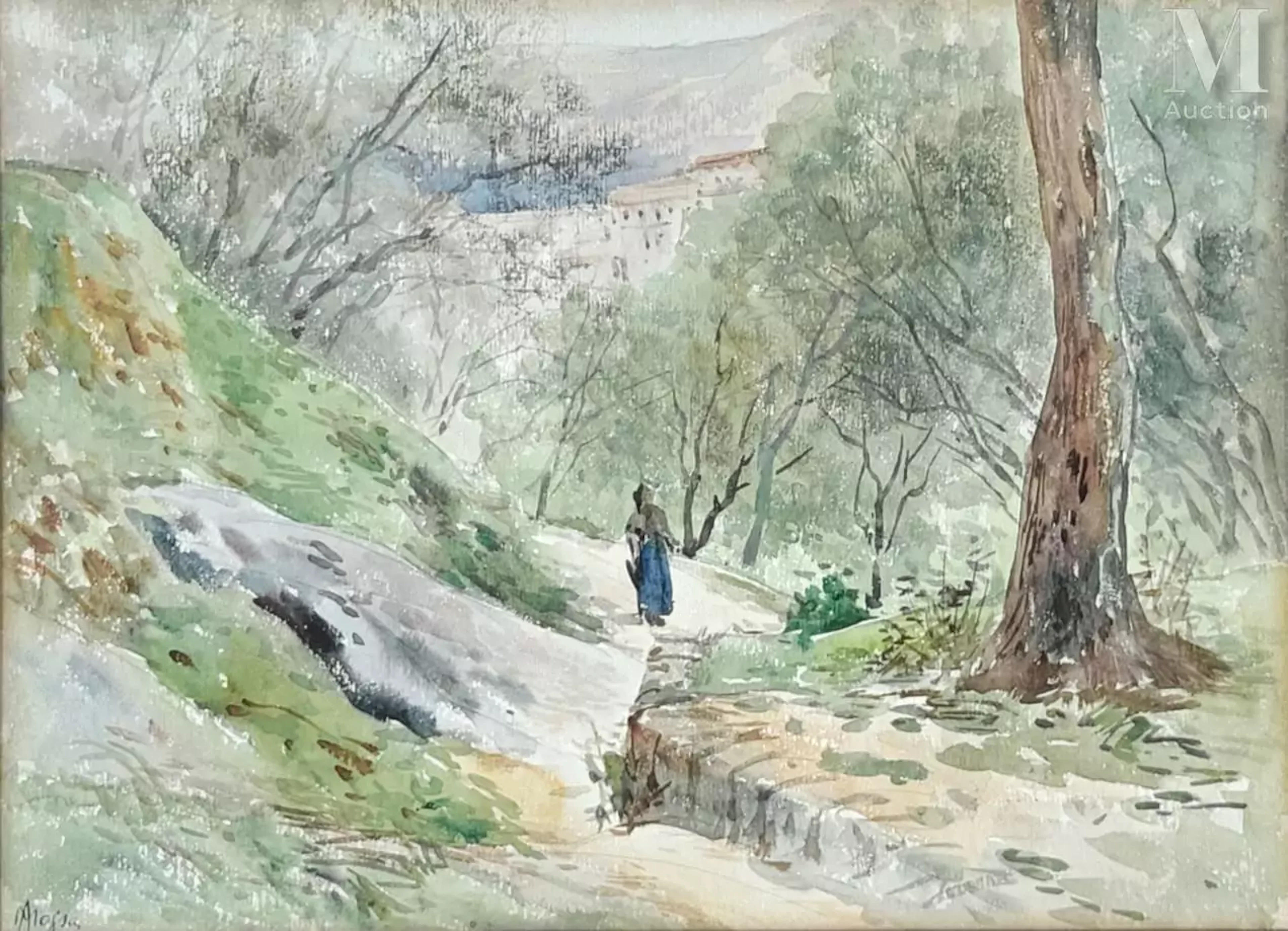 Alexis MOSSA (1844-1926) «Contes, le sentier du Rio»
