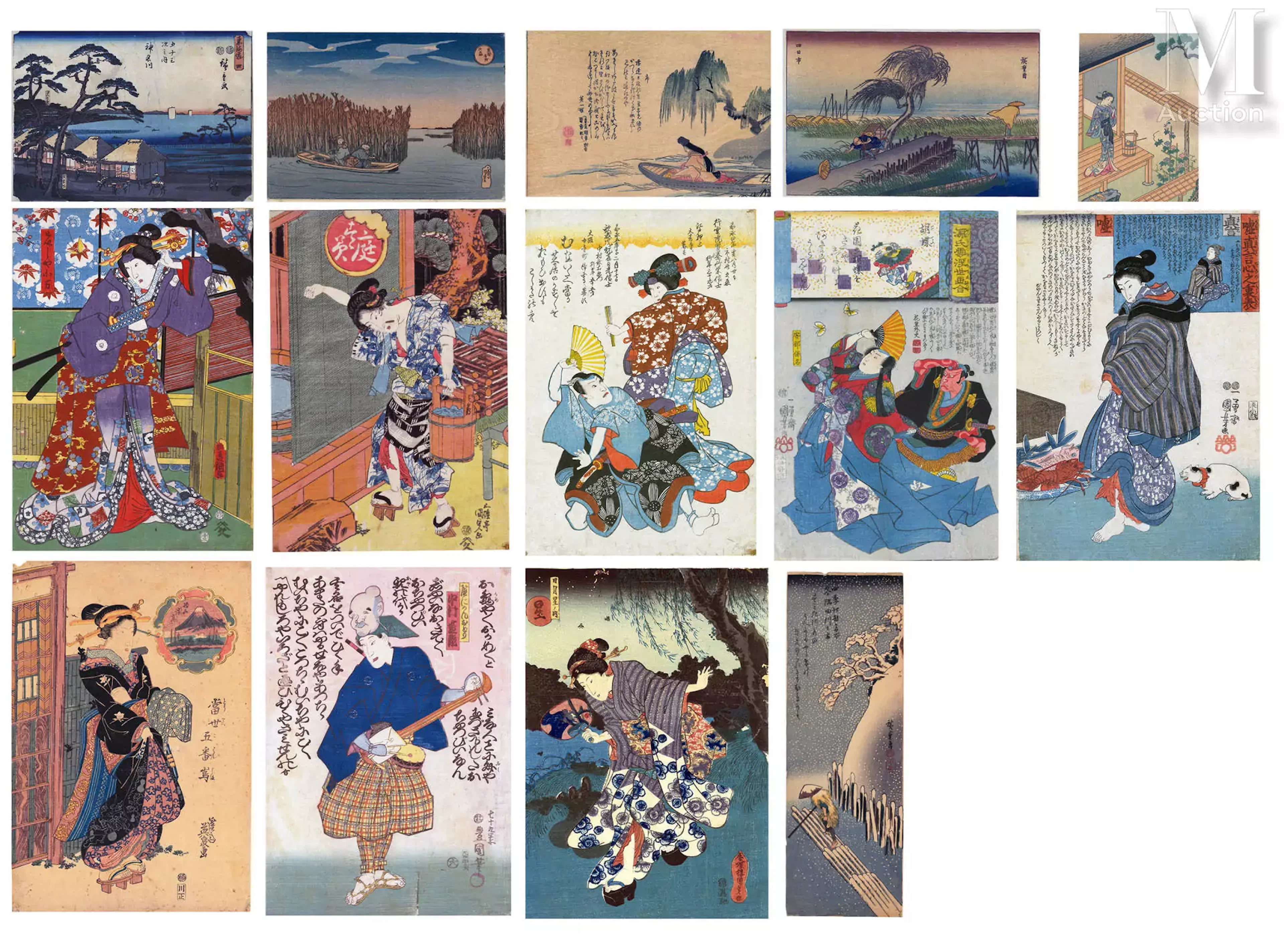 JAPON, XIX-XXe siècle Lot d'estampes japonaises