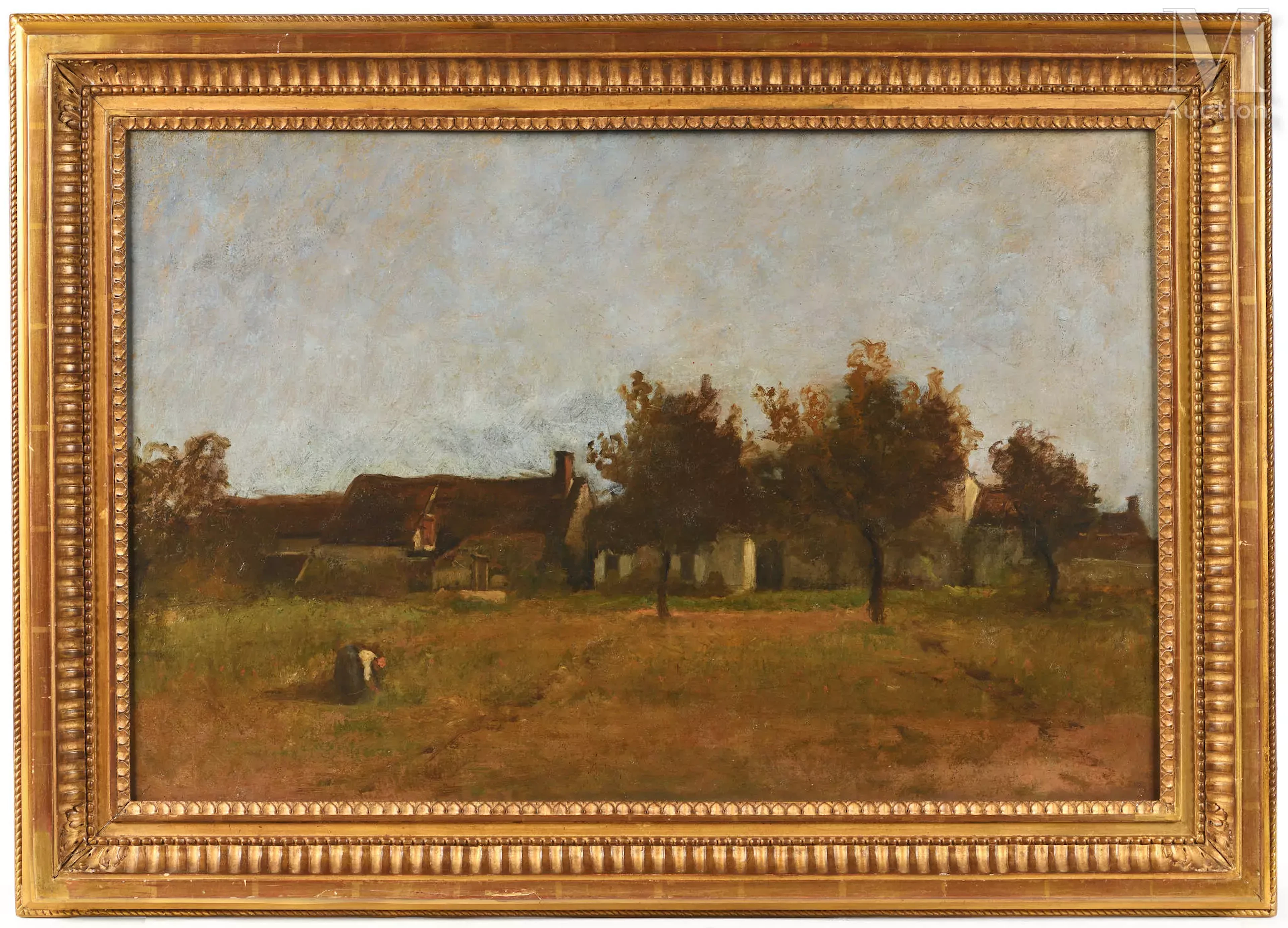 Attribué à Ian ANDREESCO (Bucarest 1850 - 1882) Le village de Barbizon