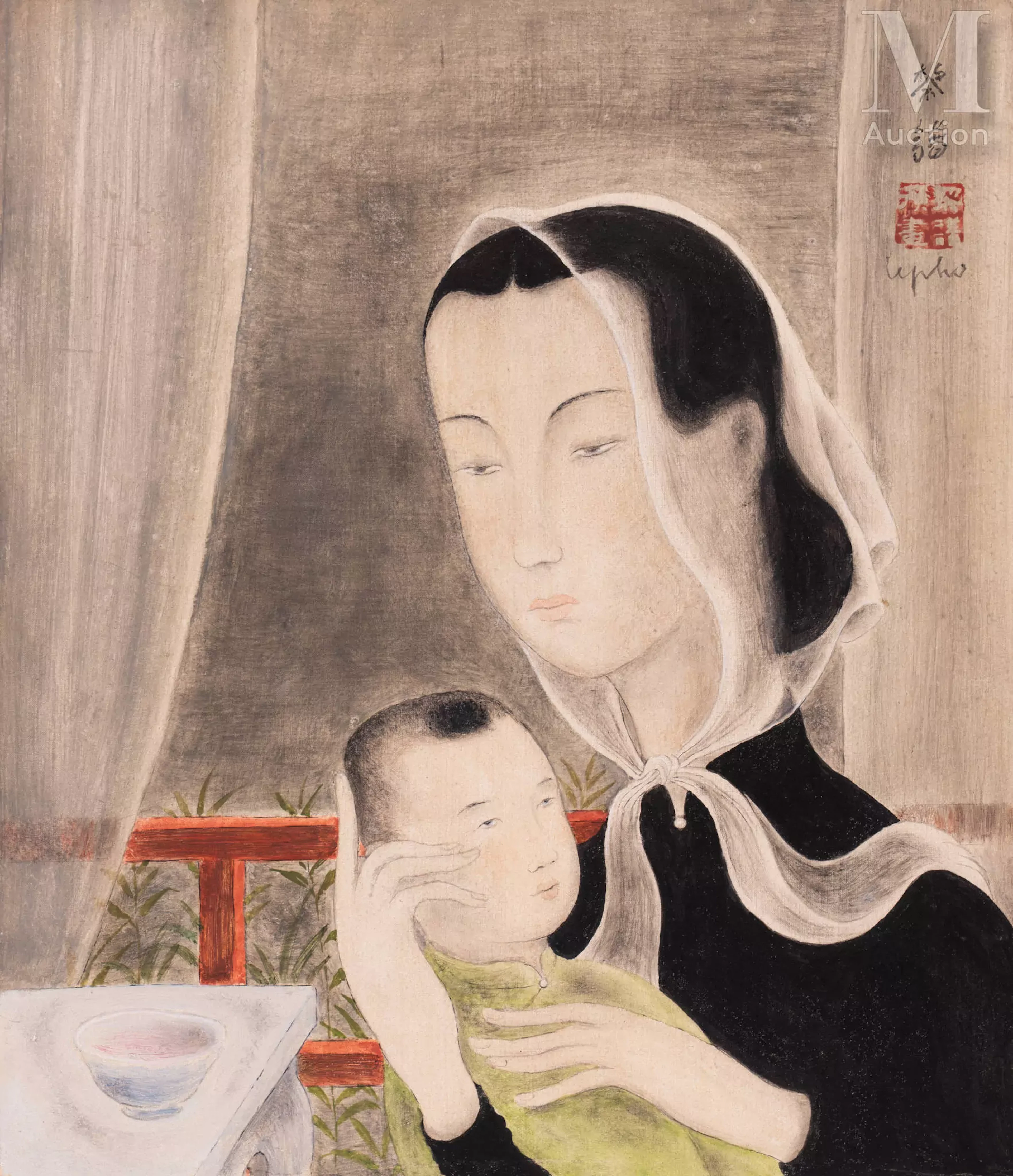Ⓗ LE PHO (1907 - 2001) "Maternité", 1940