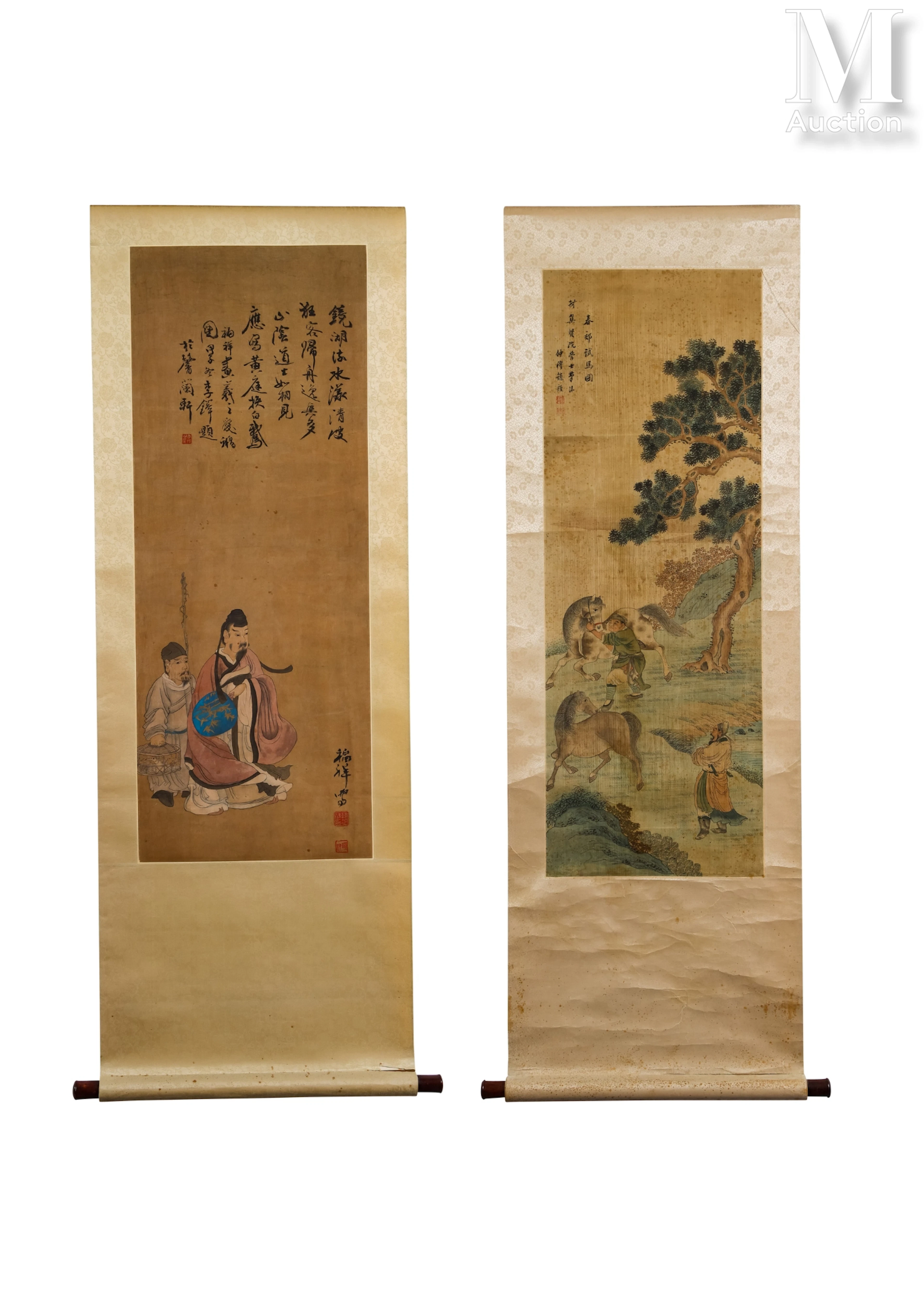CHINE, Dynastie Qing Ensemble de deux peintures