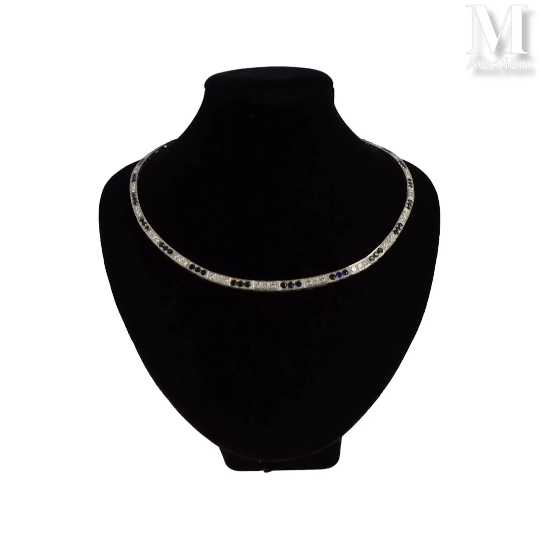 Ras de cou diamants saphirs