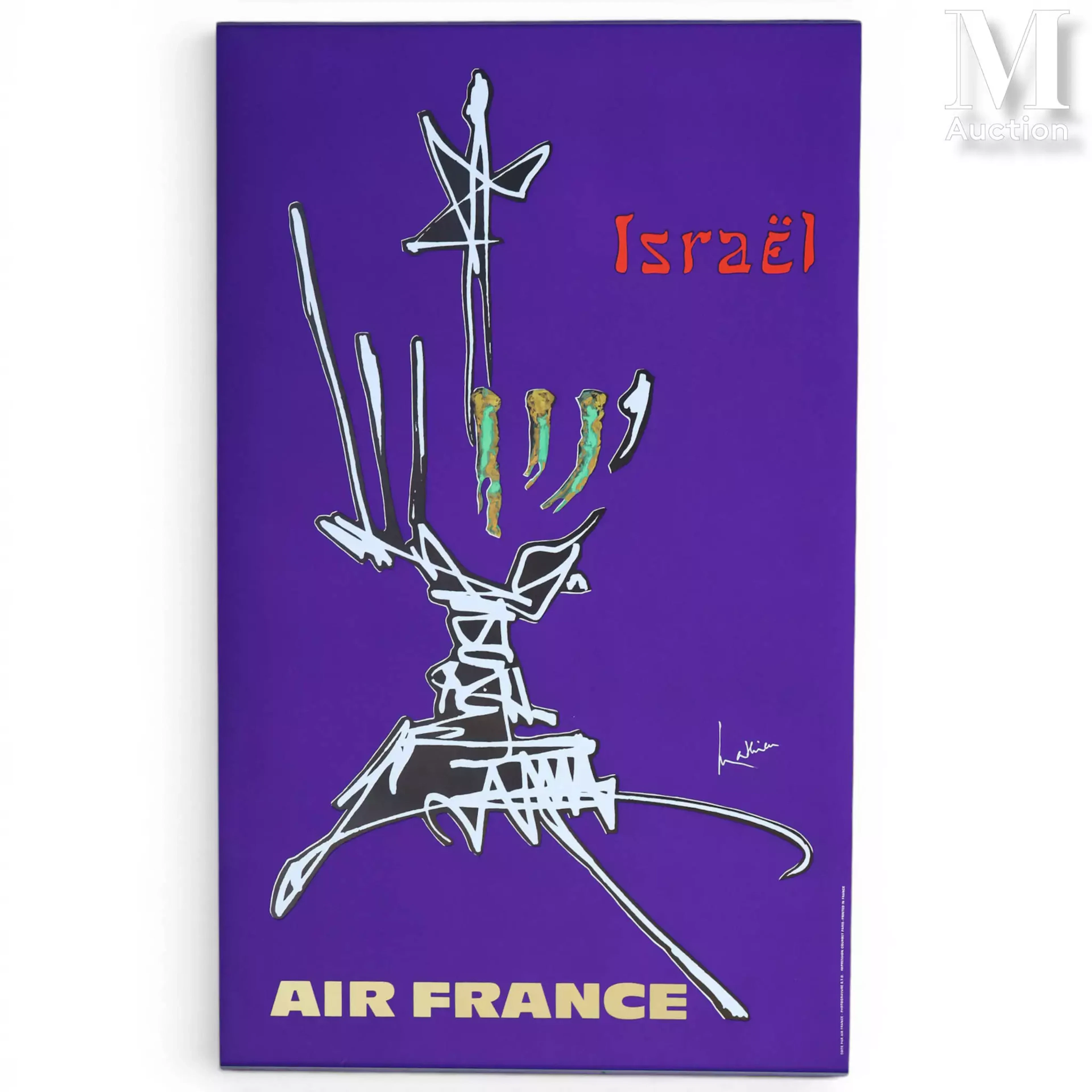 MATHIEU Georges (1921-2012) Affiche en couleur AIR FRANCE "ISRAËL"
