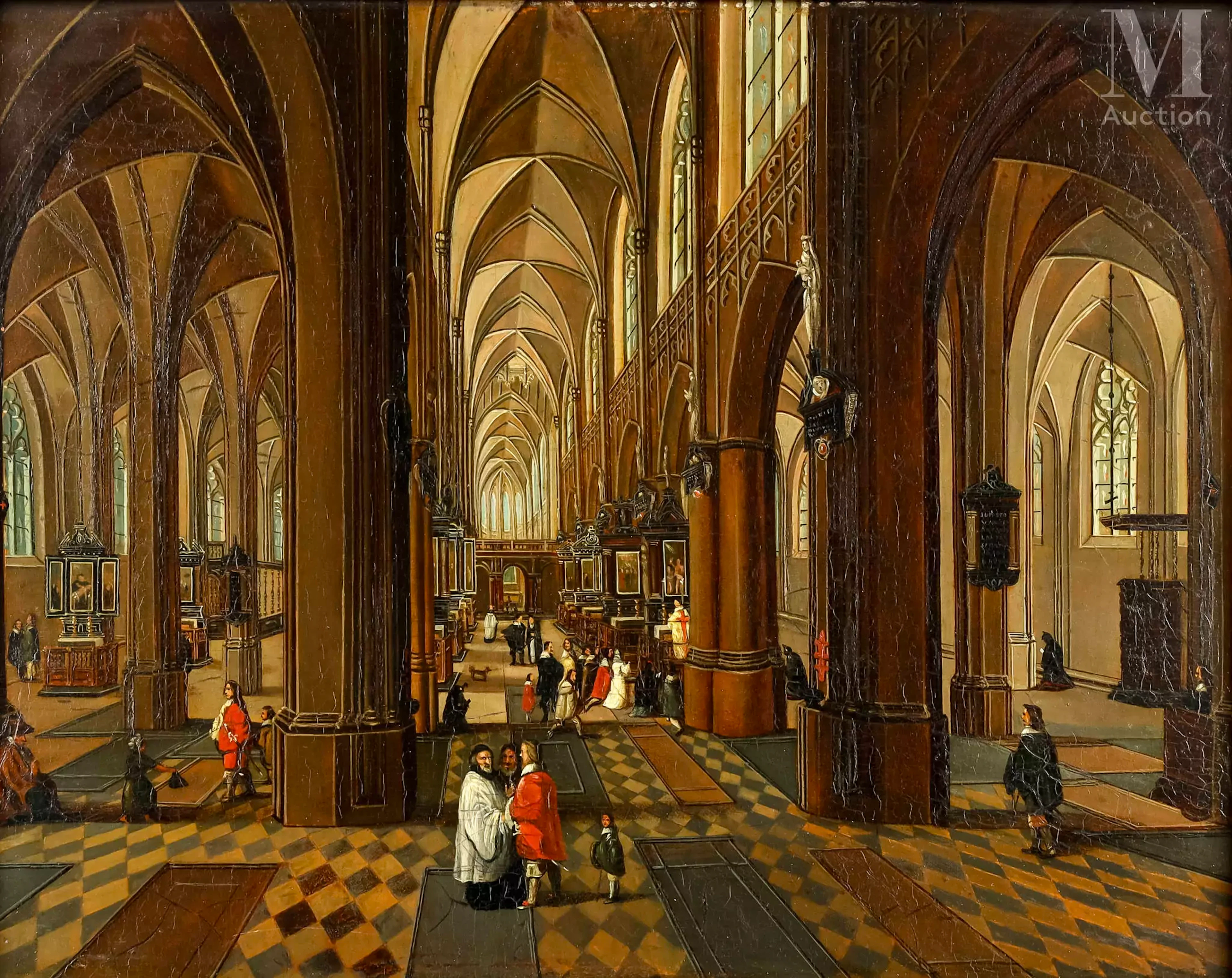 Ecole FLAMANDE du XVIIIe siècle, suiveur de Pieter NEEFS Intérieur d'église