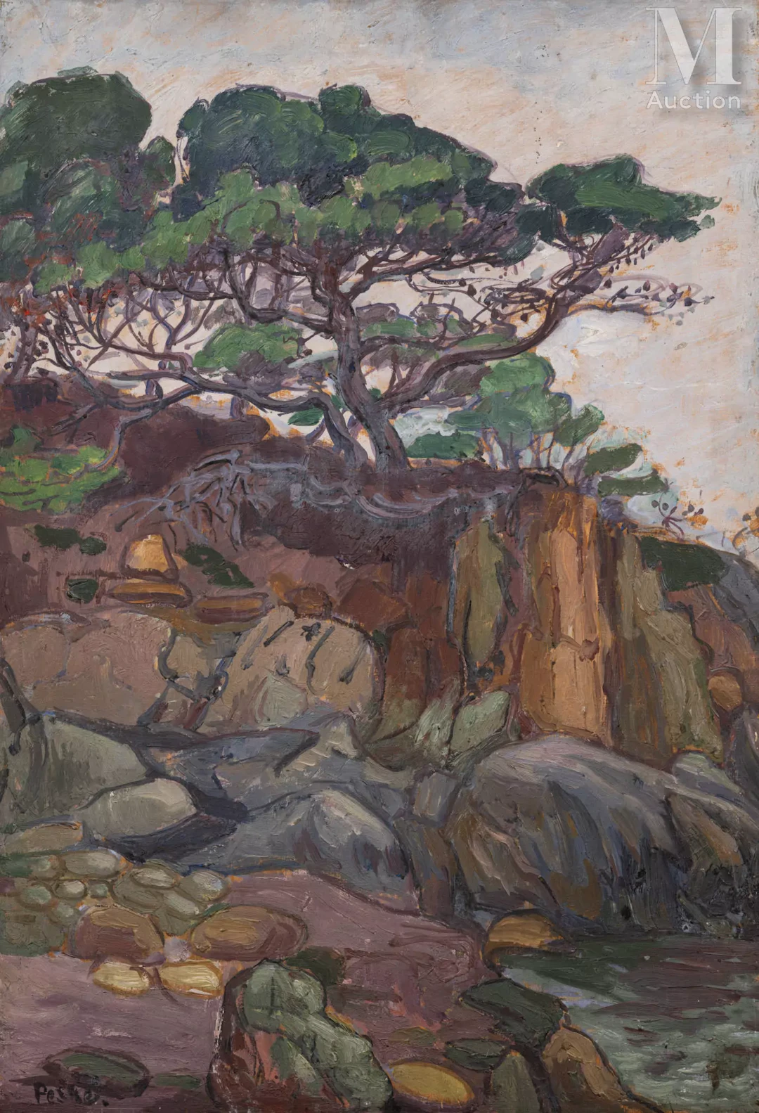 Jean Misceslas PESKE (Golta 1870 - Le Mans 1949) Bord de mer en Méditerranée