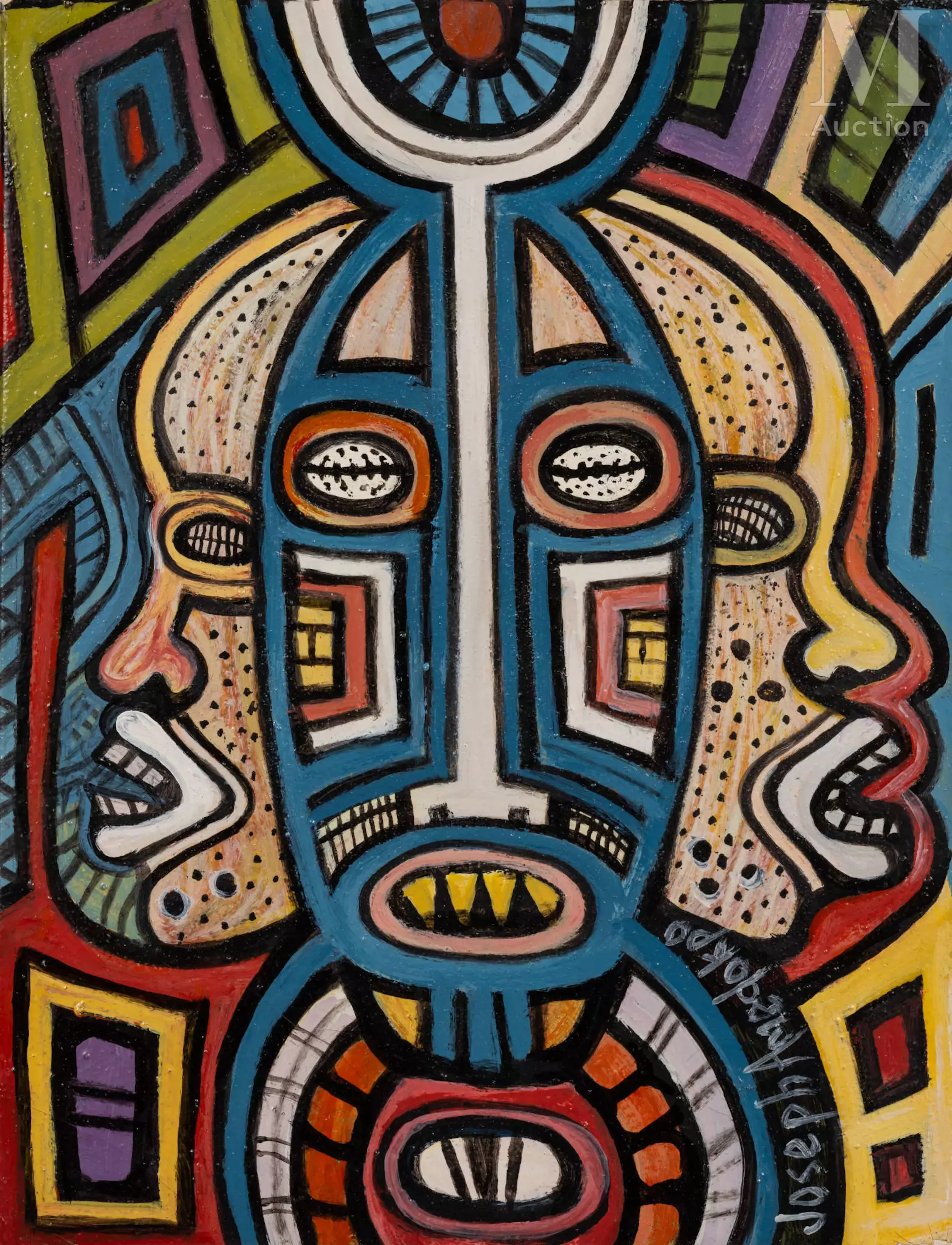 Joseph AMEDOKPO (Togo né 1946) Ibibio Masquerade heads, 2017