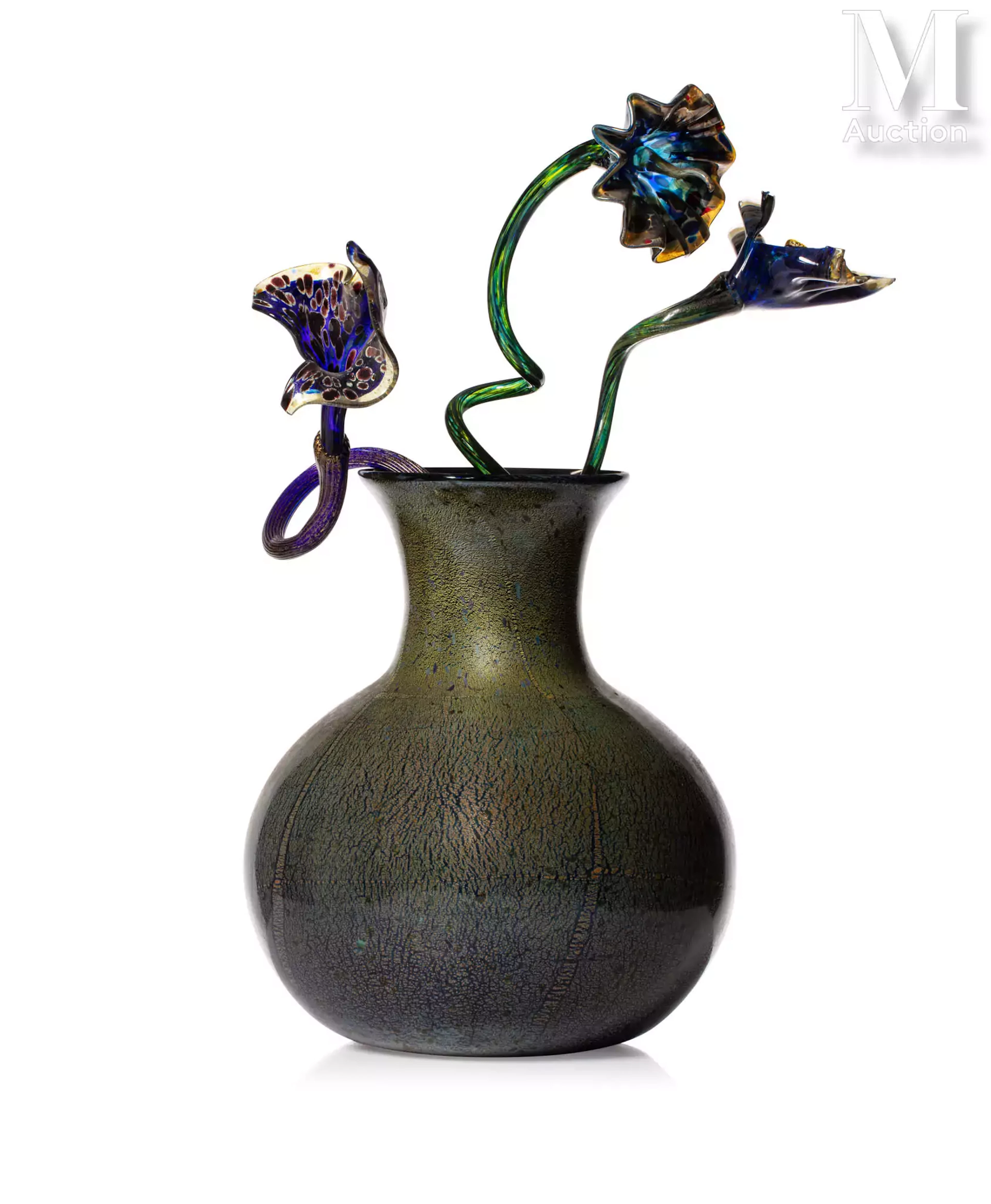 Dale Patrick CHIHULY (né en 1941) "Black and gold Ikebana jug with stems"