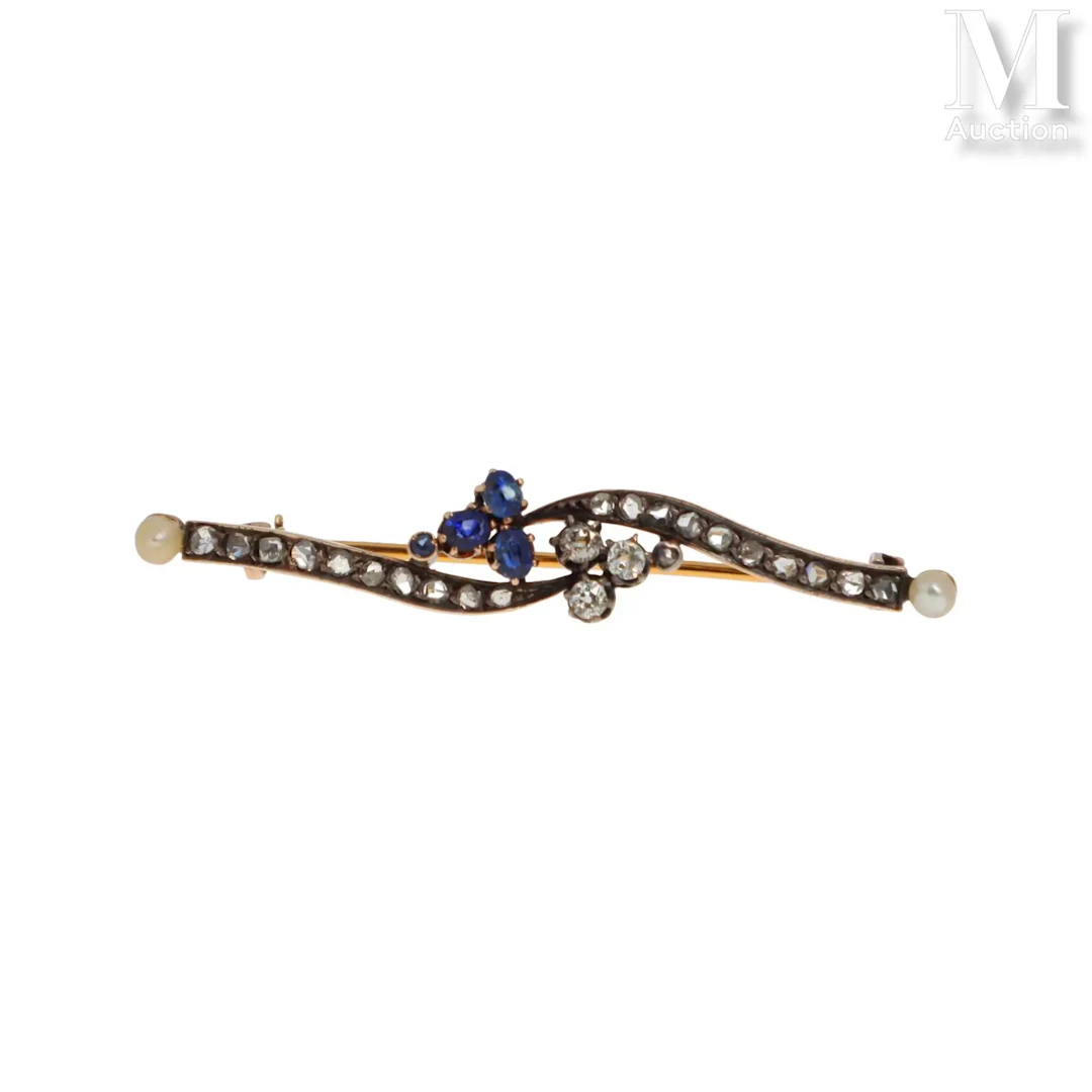 Broche diamants saphirs