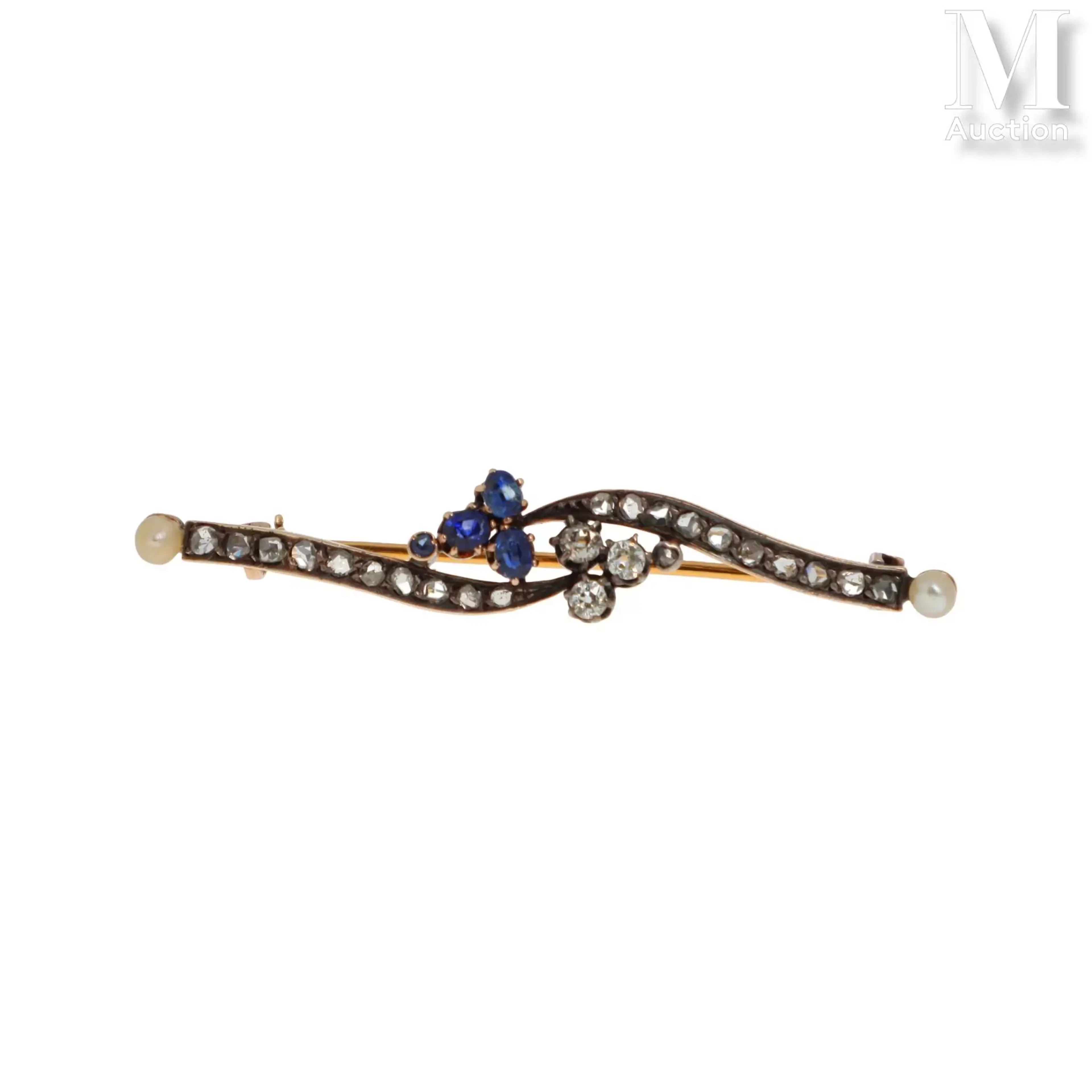 Broche diamants saphirs