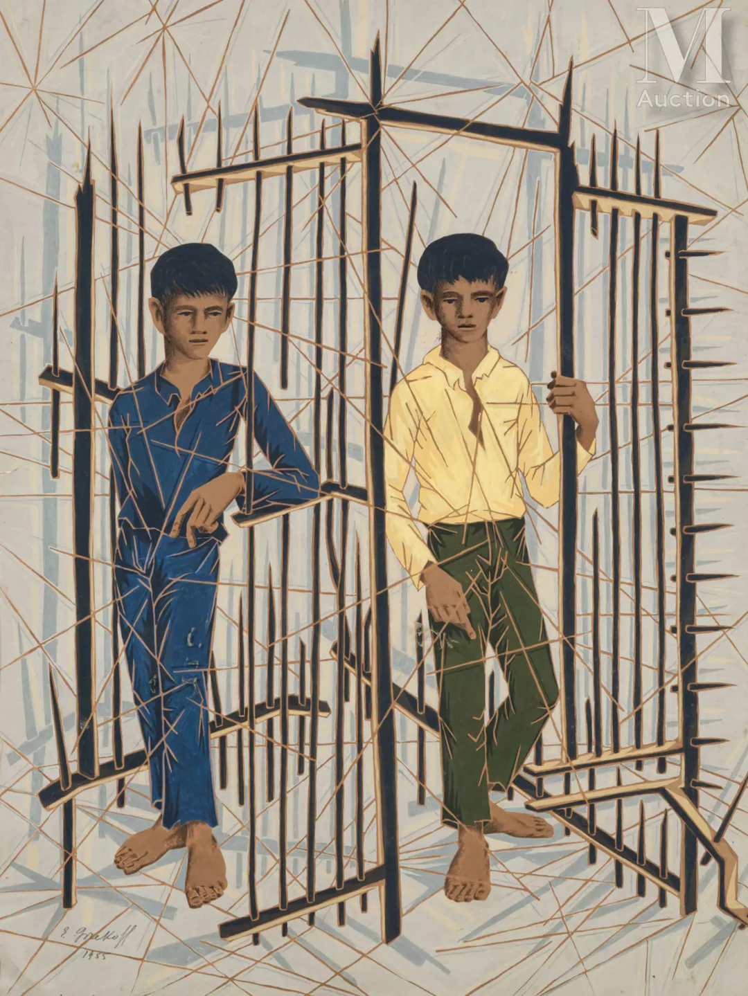 Elie GREKOFF (Saratov 1914 - Paris 1985) Jeunes garçons à la grille