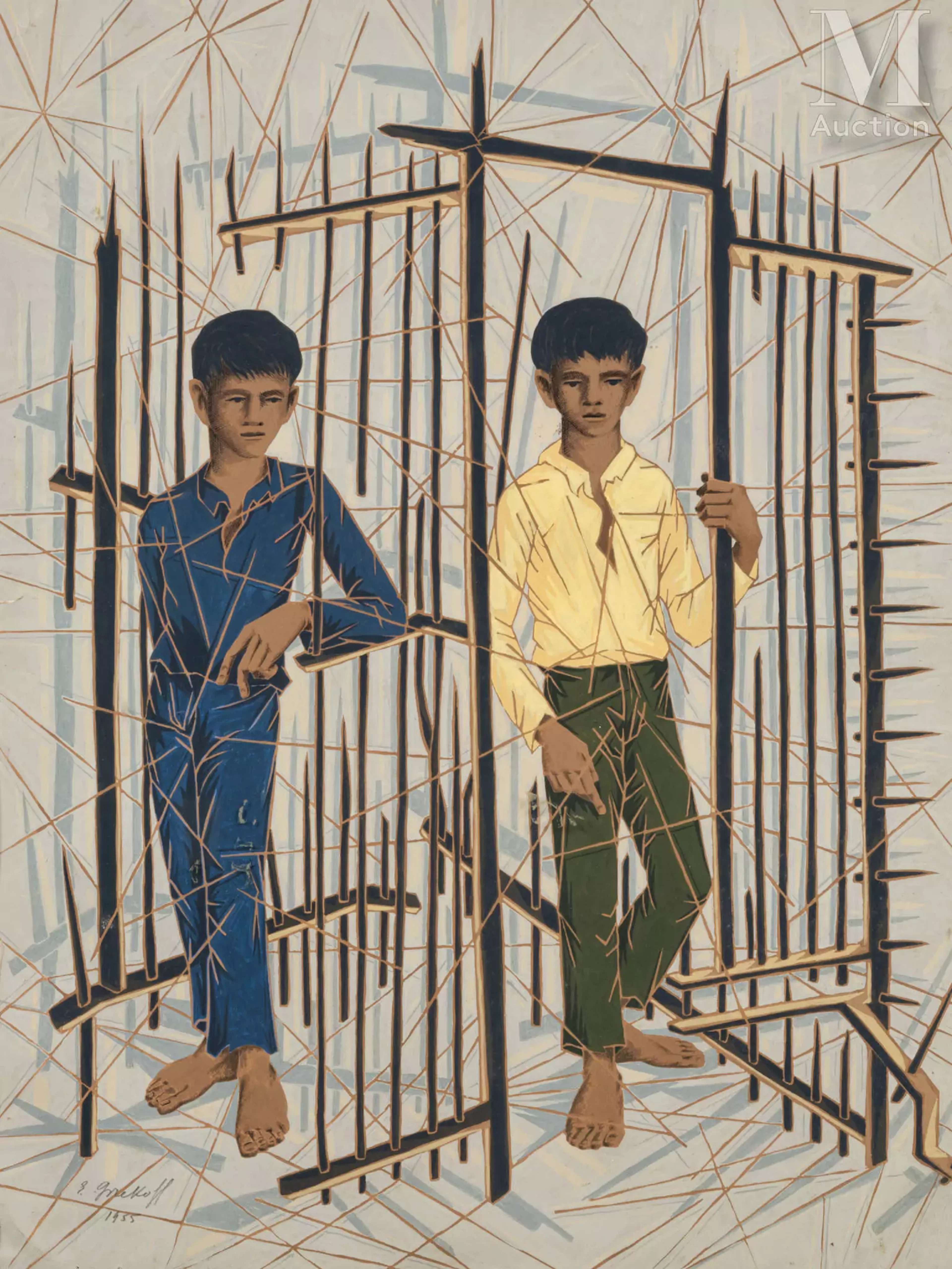 Elie GREKOFF (Saratov 1914 - Paris 1985) Jeunes garçons à la grille