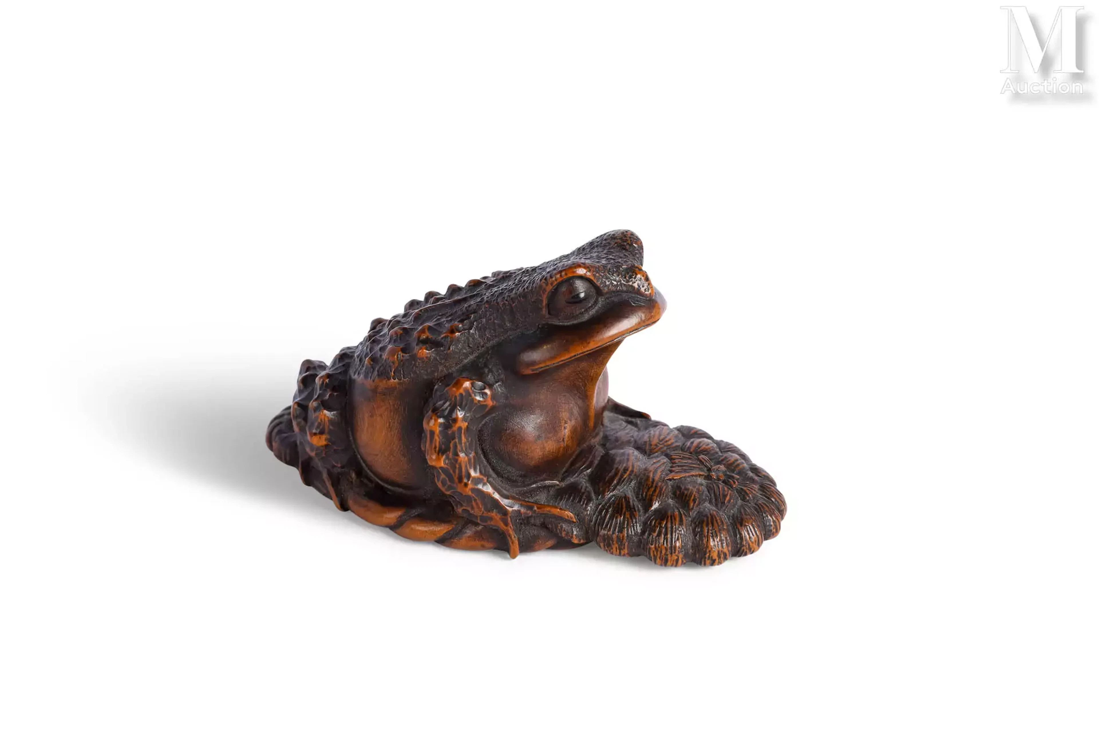 JAPON, XIXe siècle Okimono en buis sculpté, signé Haramitsu