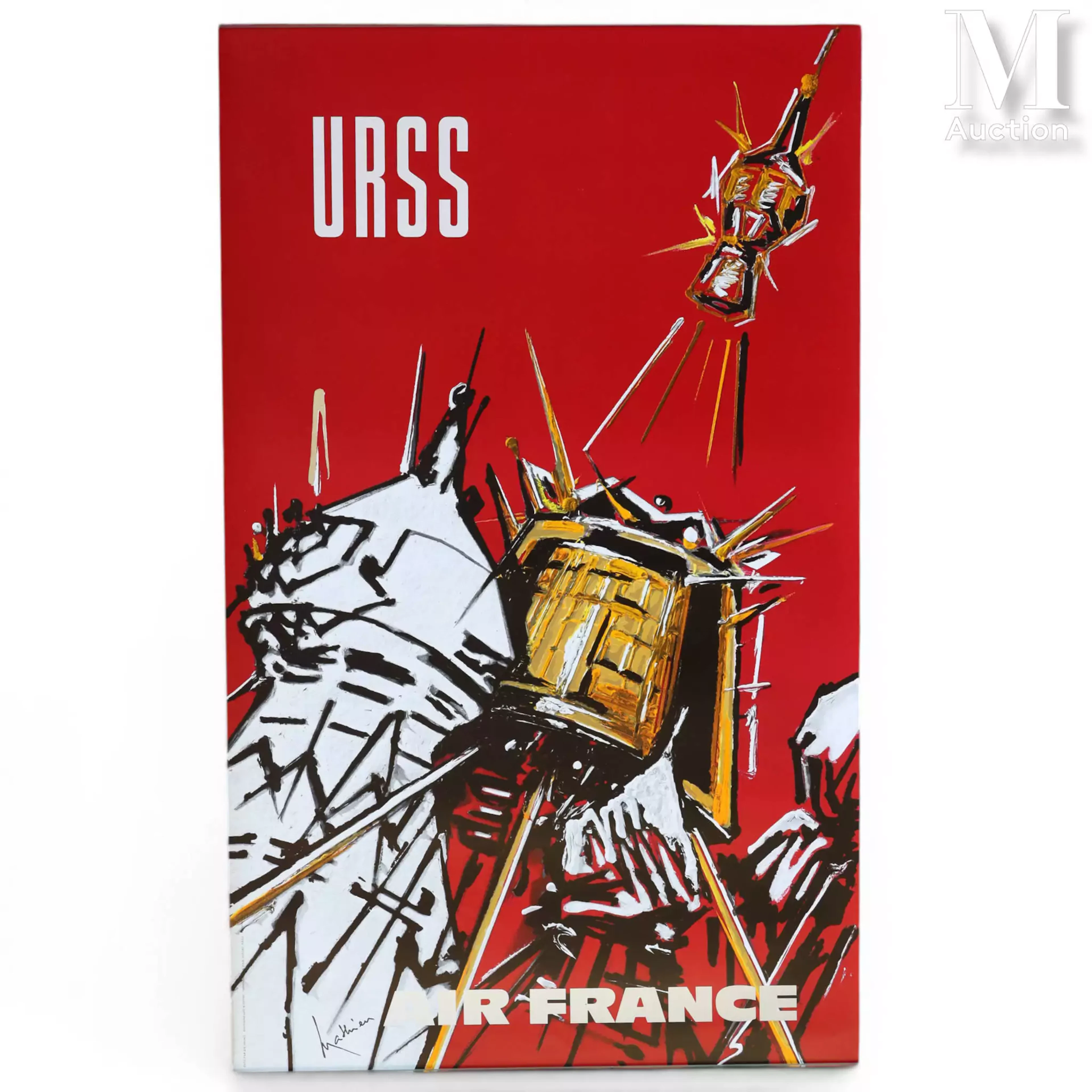 MATHIEU Georges (1921-2012) Affiche en couleur AIR FRANCE "URSS"