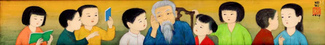 Ⓗ MAI TRUNG THU (1906 - 1980) "La leçon du grand-père", 1972