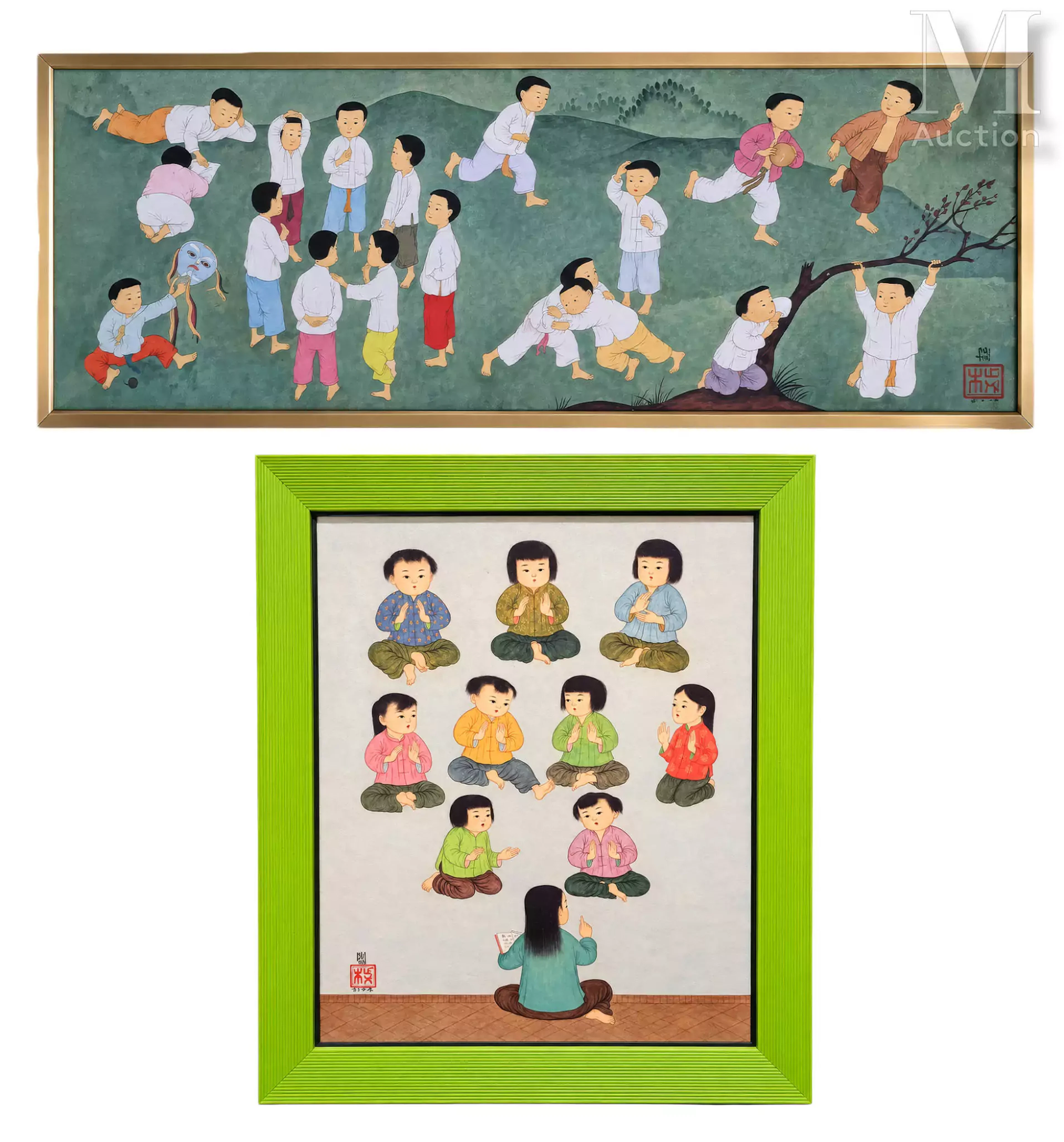 MAI TRUNG THU (1906-1980), d'après "La Leçon de Chant" et "La Récréation"