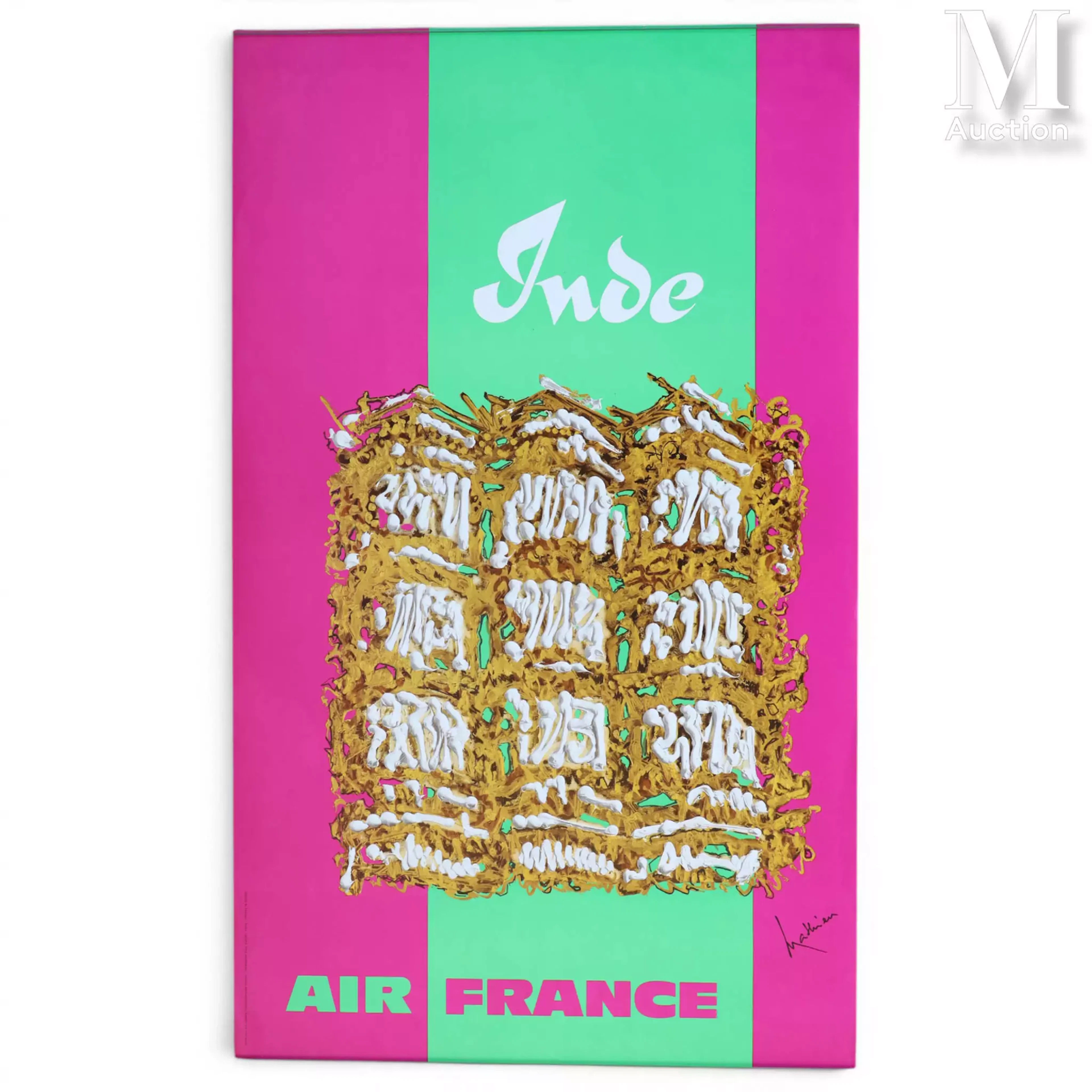 MATHIEU Georges (1921-2012) Affiche en couleur AIR FRANCE "INDE"
