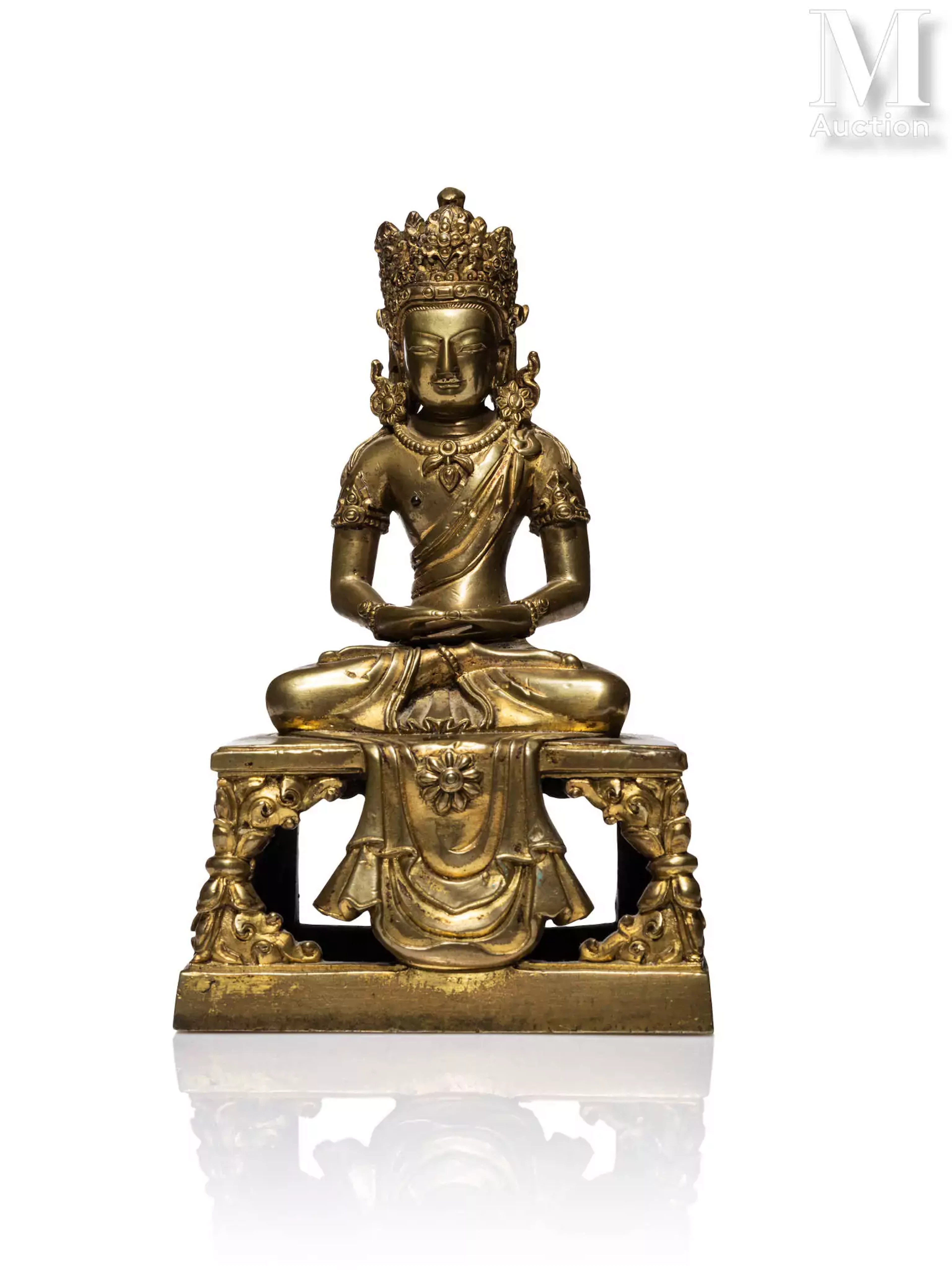 CHINE, XVIIIe siècle Sujet en bronze doré