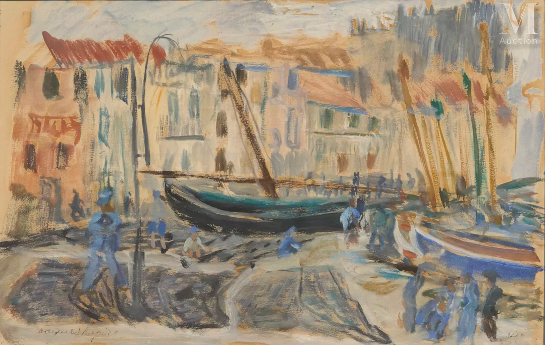 Jacques CHAPIRO (Dunebourg 1887 - Paris 1972) Marins au port