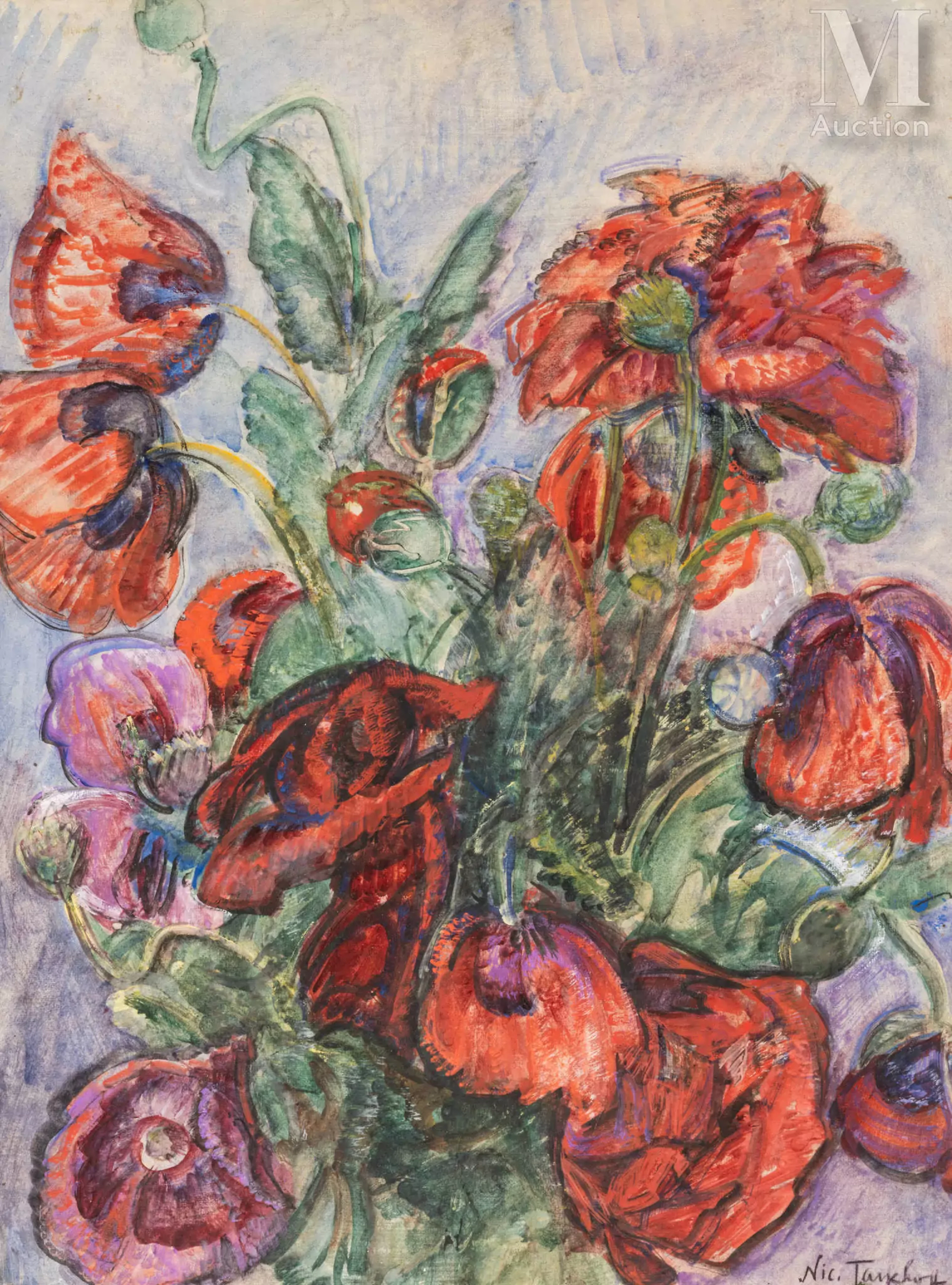 Nicolas TARKHOFF (Moscou 1871 - Orsay 1930) Les coquelicots