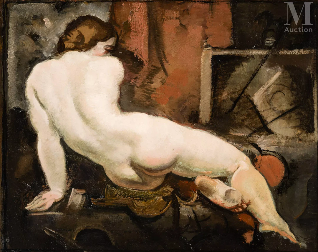 Alexandre BONDICOV (Spassk 1885 -1973 Paris) Nu de dos dans l'atelier