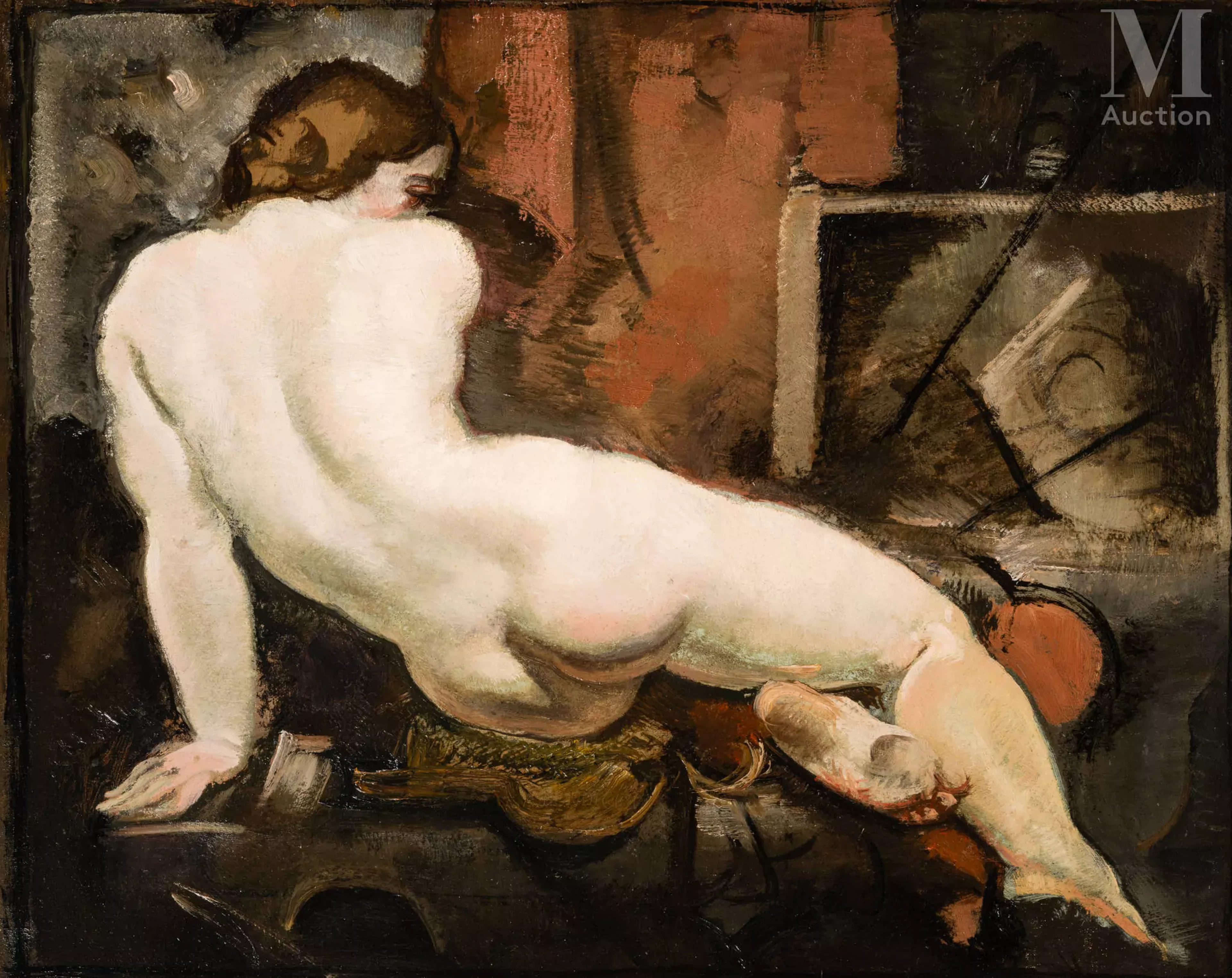 Alexandre BONDICOV (Spassk 1885 -1973 Paris) Nu de dos dans l'atelier