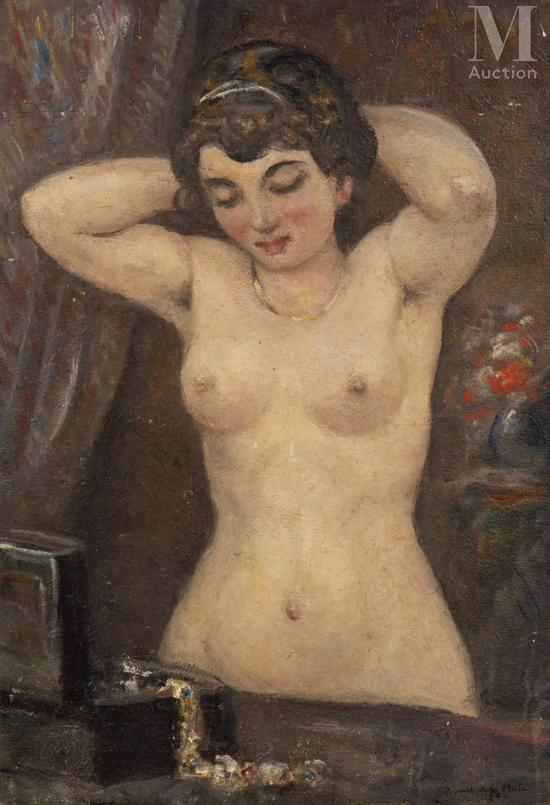 Ecole FRANCAISE du XX ème siècle Nue au collier