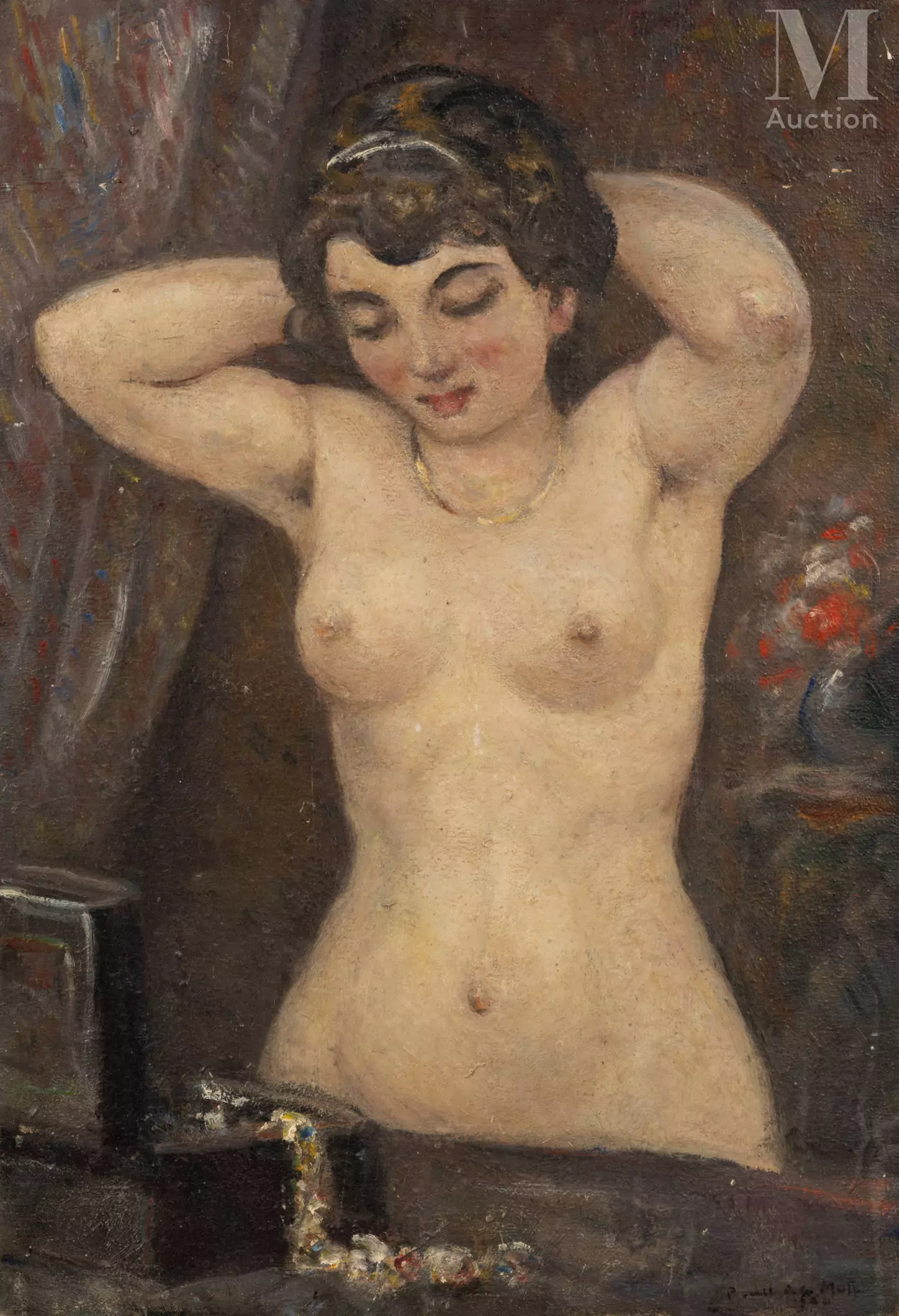 Ecole FRANCAISE du XX ème siècle Nue au collier