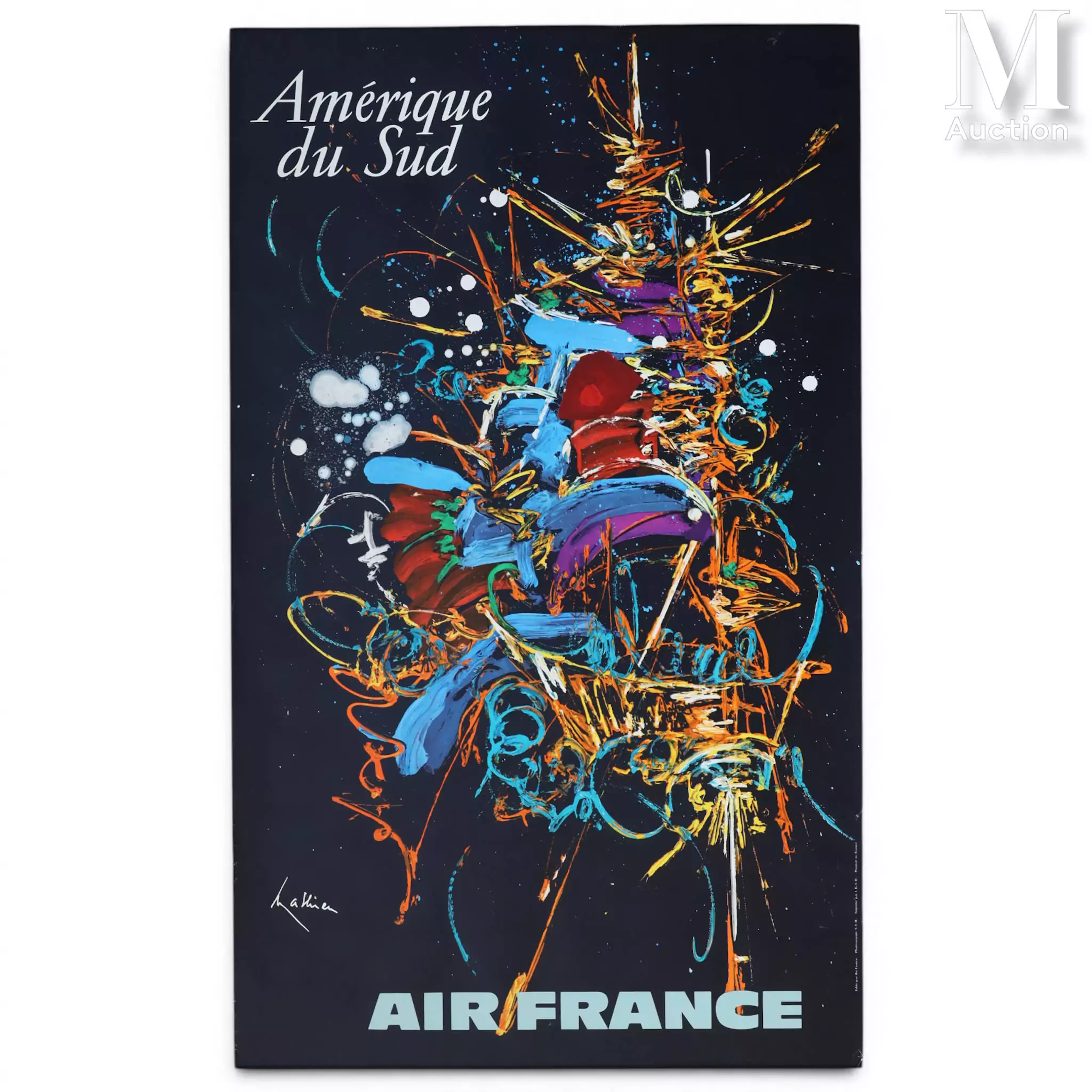 MATHIEU Georges (1921-2012) Affiche en couleur AIR FRANCE "AMÉRIQUE DU SUD"