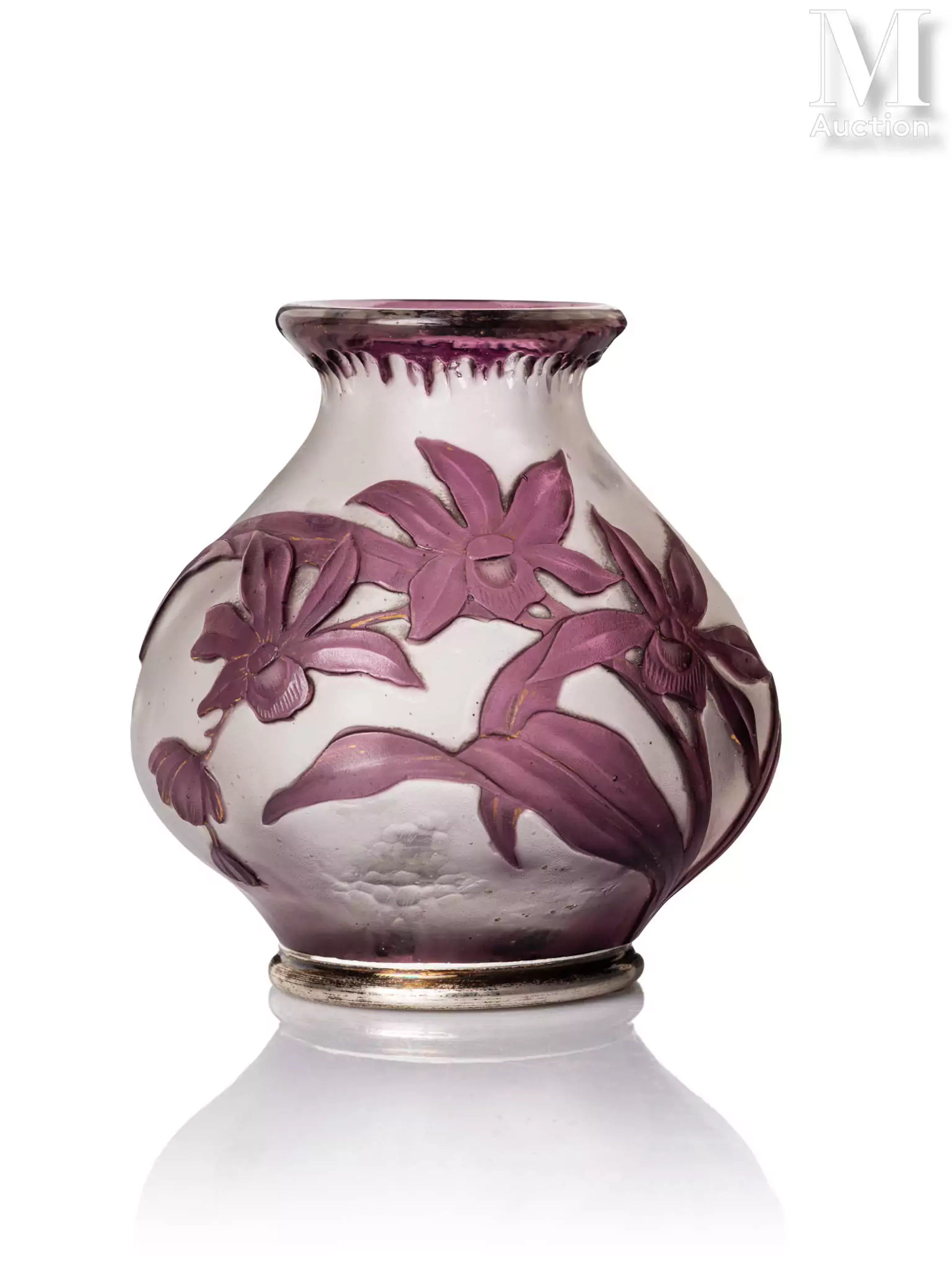 BURGUN SCHVERER & Compagnie, Verrerie d'art de Lorraine "Orchidée Cattleya"