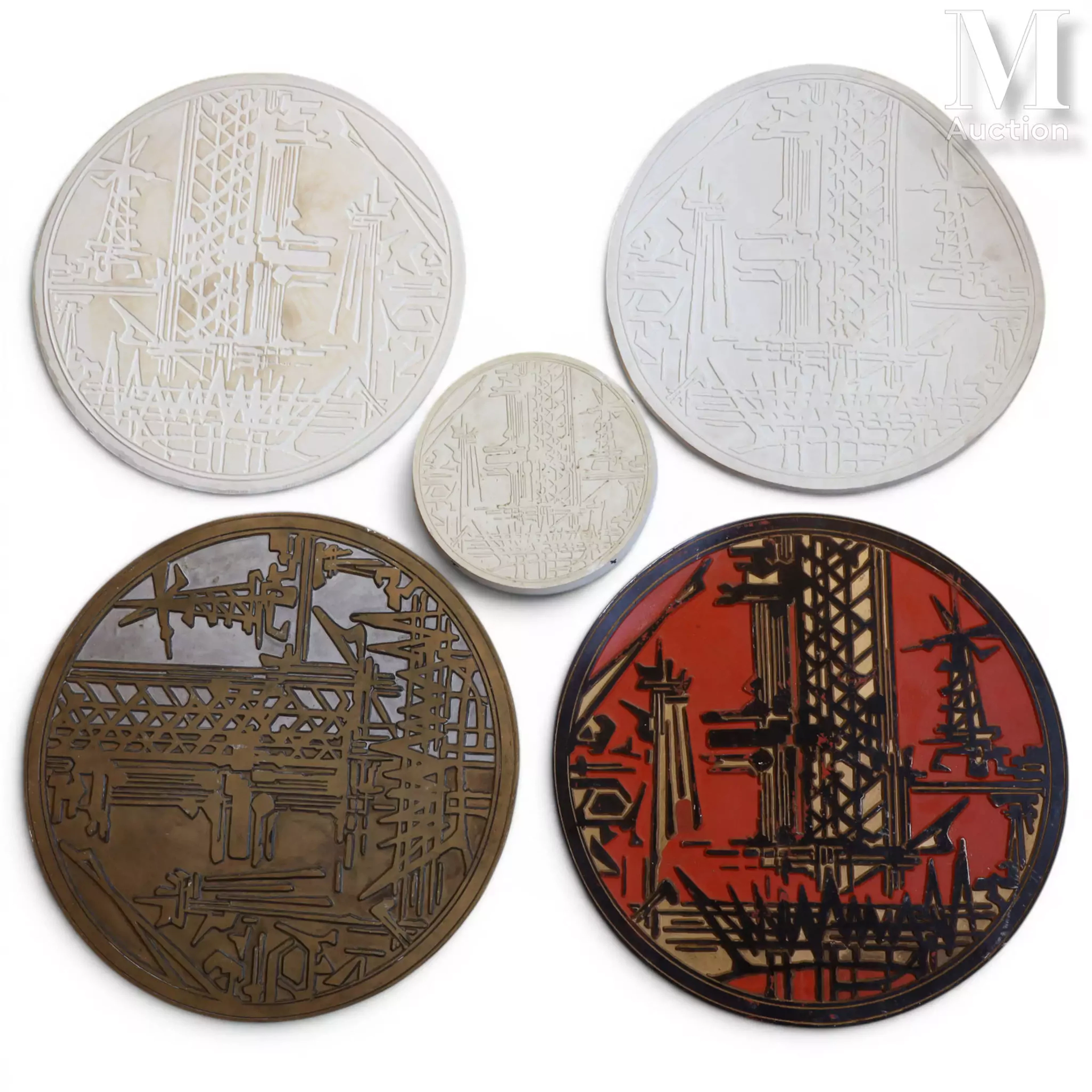MATHIEU Georges (1921-2012) Suite de cinq modèles circulaires
