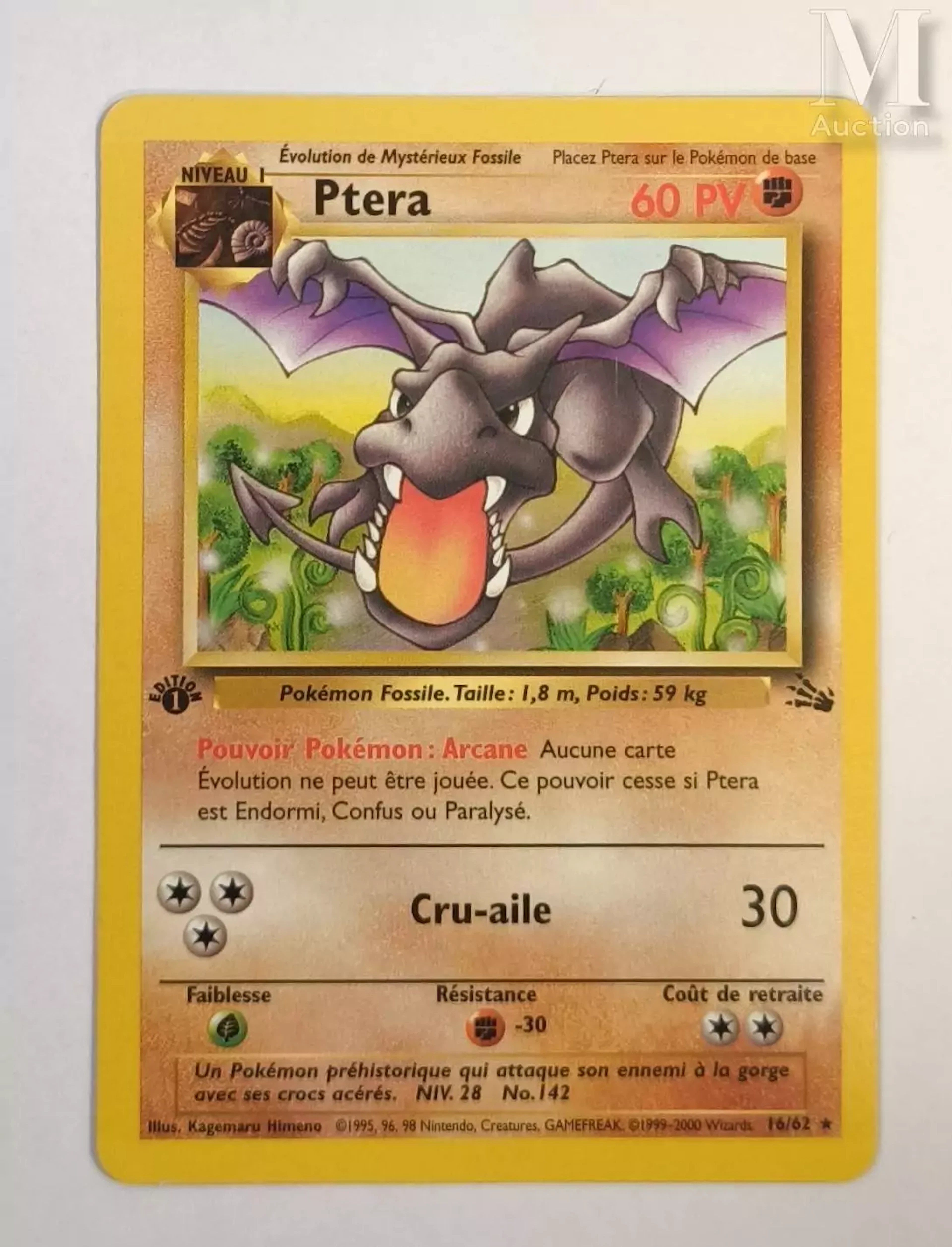 POKEMON Ptera - Fossile - 16/62 - 1ère Edition